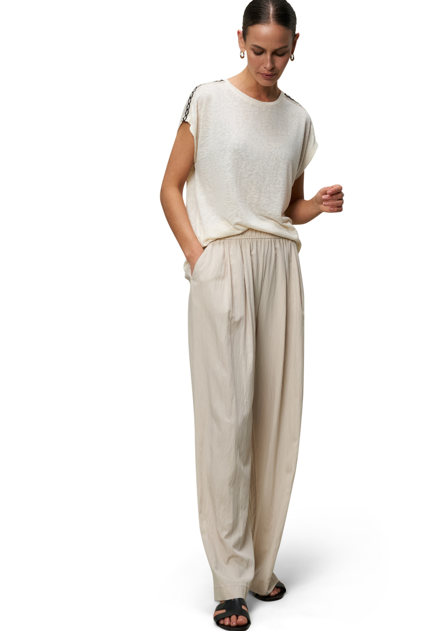 Zero Shirttop »Shirt mit Kontraststickerei«