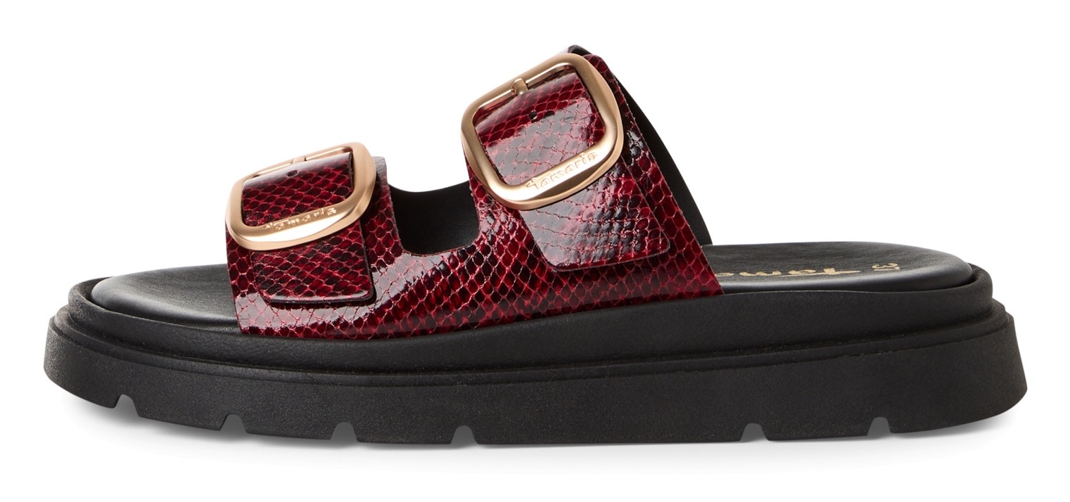 Tamaris Pantolette  , Keilabsatz, Sommerschuh, Schlupfschuh, verstellbare Schnallen