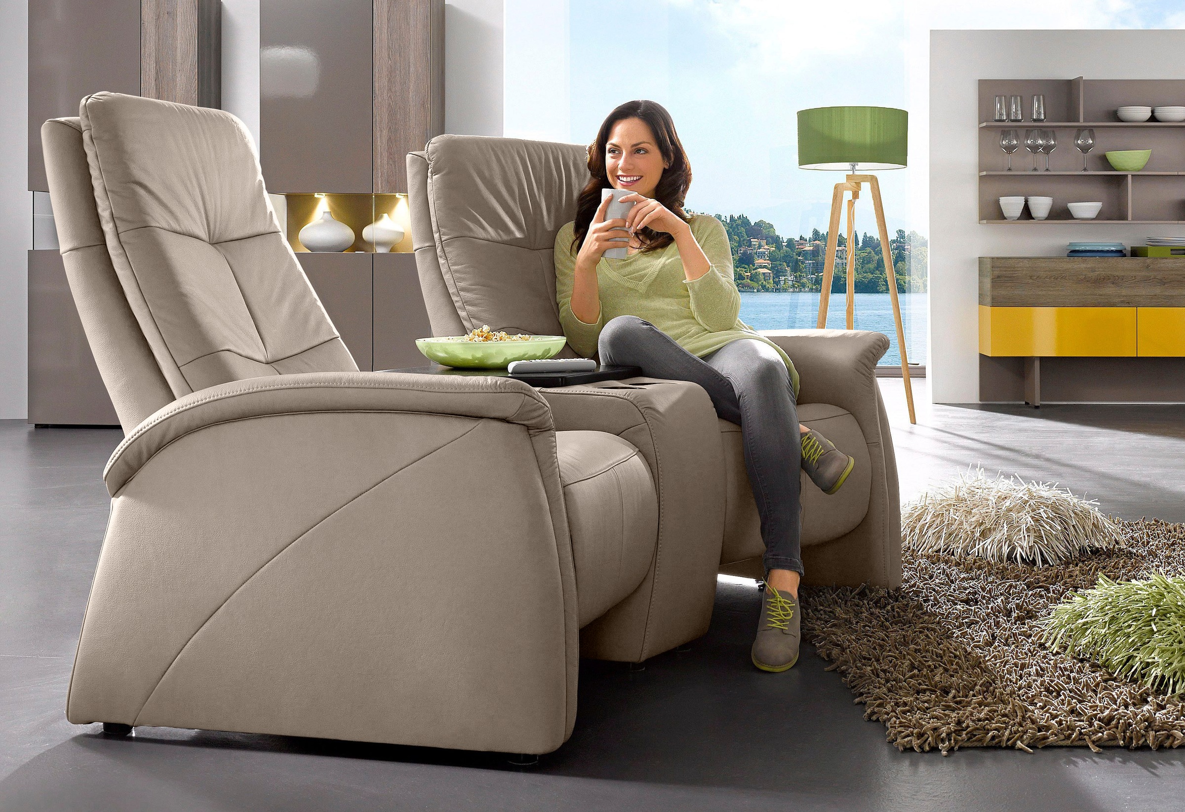 exxpo - sofa fashion 2-Sitzer »Tivoli, Kinosofa, bequem«, mit Relaxfunktion, integrierter Tischablage und Stauraumfach