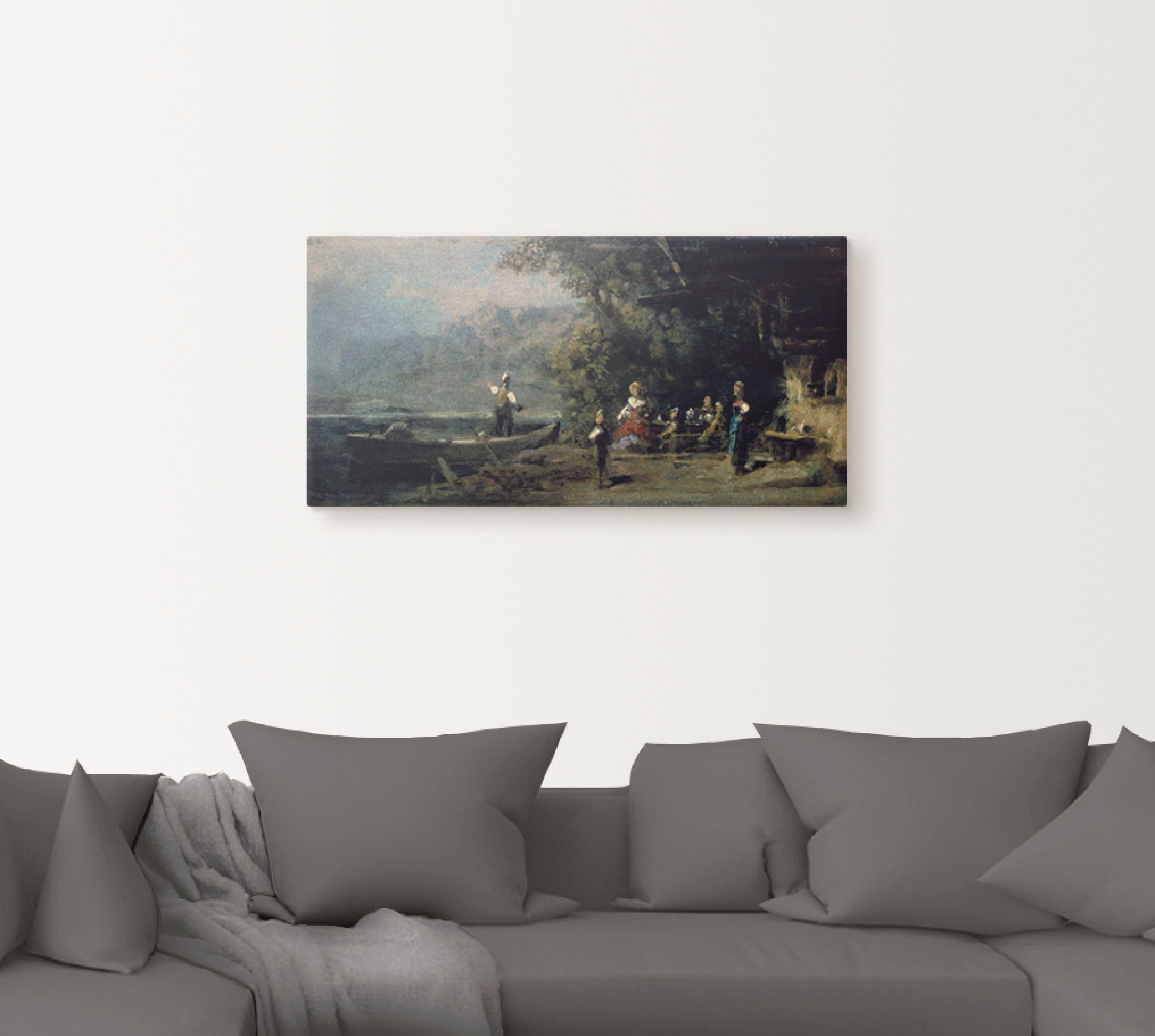 Artland Wandbild »Wirtshaus am See«, Gruppen & Familien, (1 St.), als Leinwandbild, Wandaufkleber oder Poster in versch. Größen