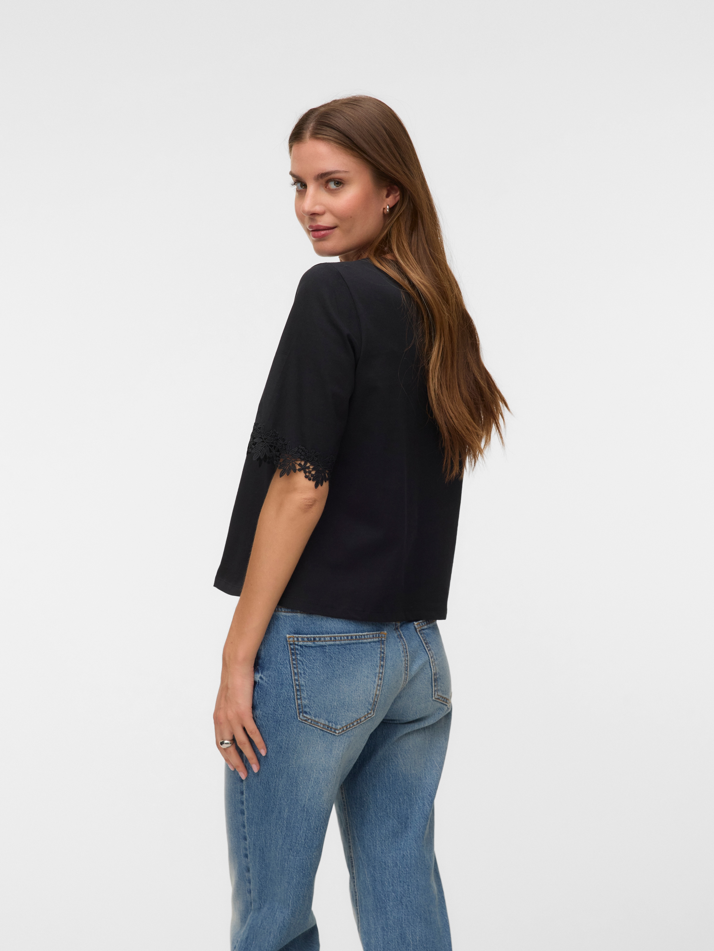 Vero Moda Rundhalsshirt »VMLYLA SS O-NECK TOP JRS« Baumwolle, regular fit