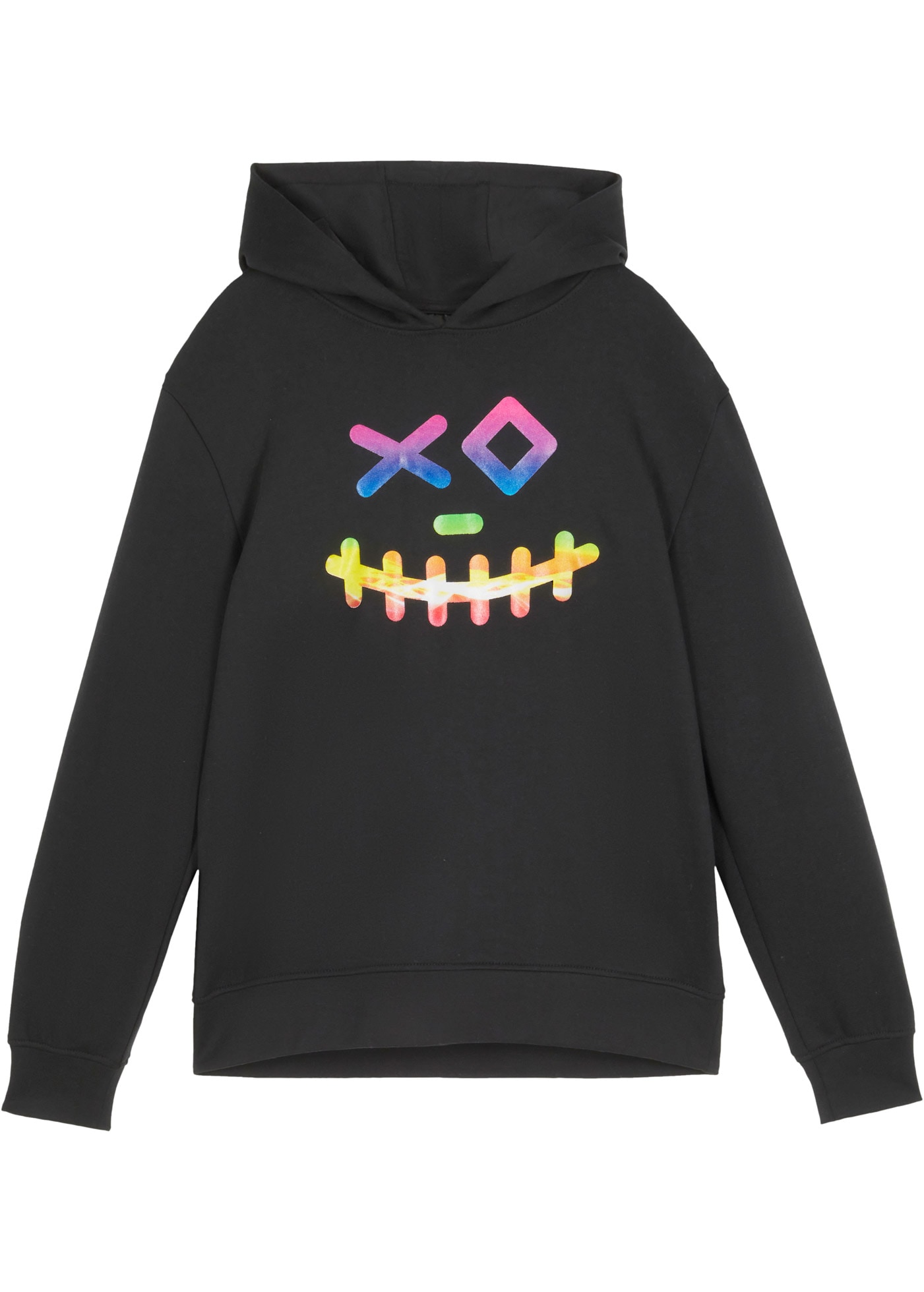 bonprix Hoodie , mit coolem Print, aus Baumwoll-Mix, mit Kapuzenfutter aus Baumwolle
