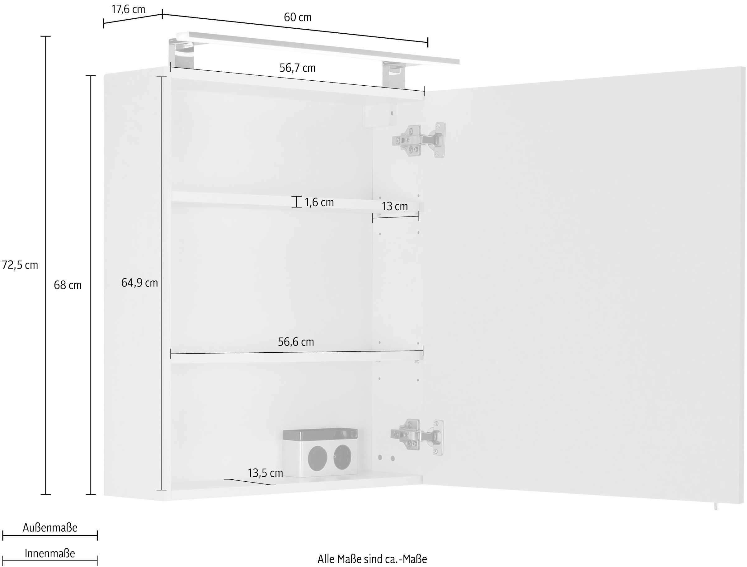 OPTIFIT Spiegelschrank »Mino«, Breite 60 cm