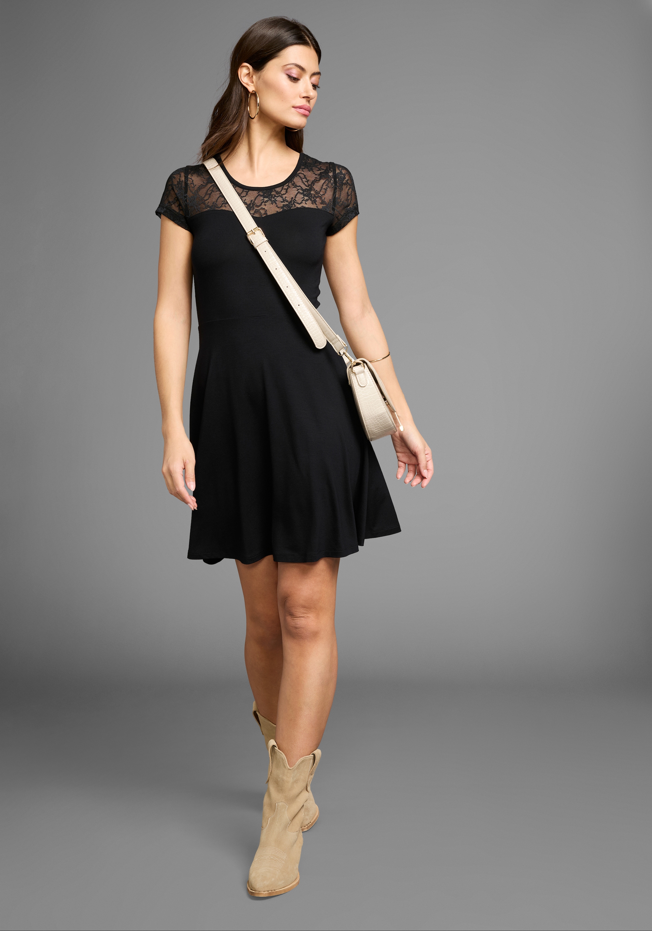 Laura Scott Sommerkleid, mit romantische Spitzen Ärmel & Rücken aus Jersey - NEUE KOLLEKTION