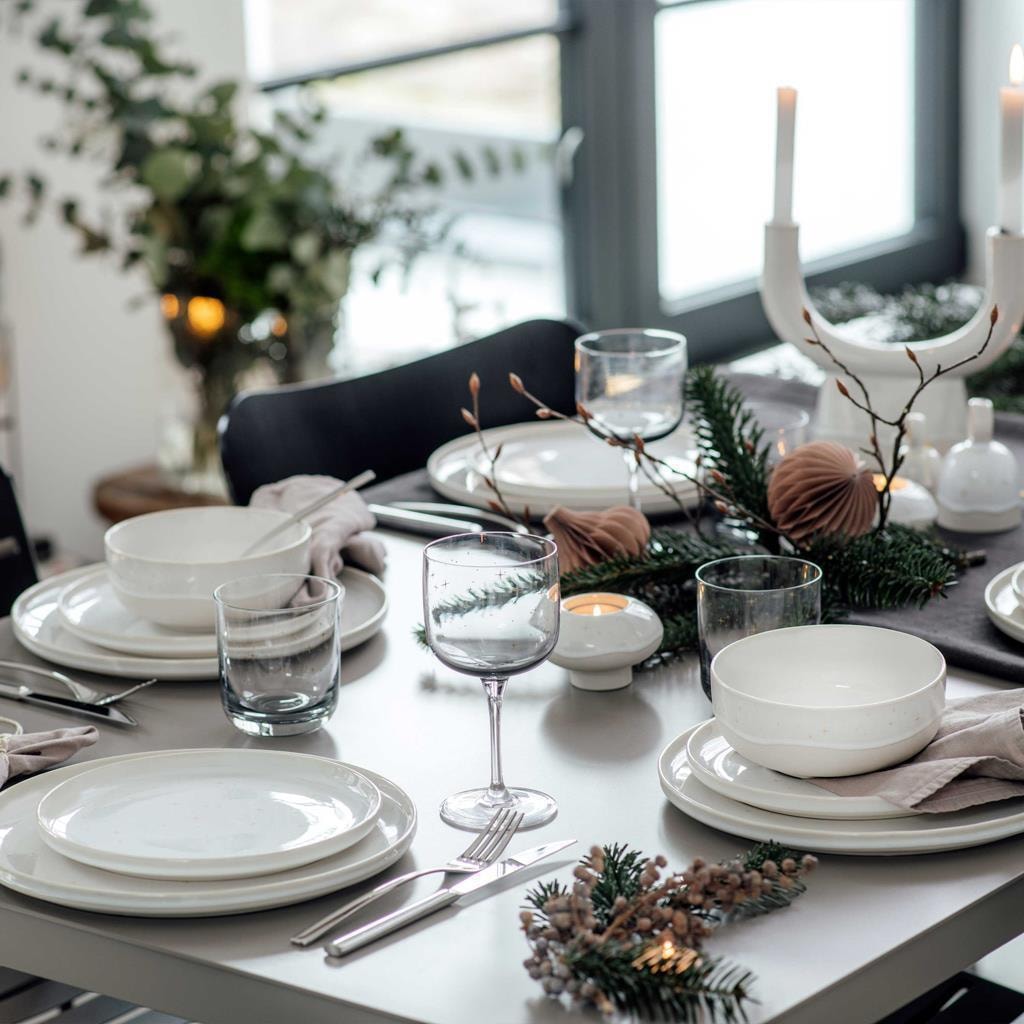 like. by Villeroy & Boch Geschirr-Set »Frühstücks-Set Winter Glow 3er Set beige« Handwäsche wird empfohlen, Mikrowellengeeignet