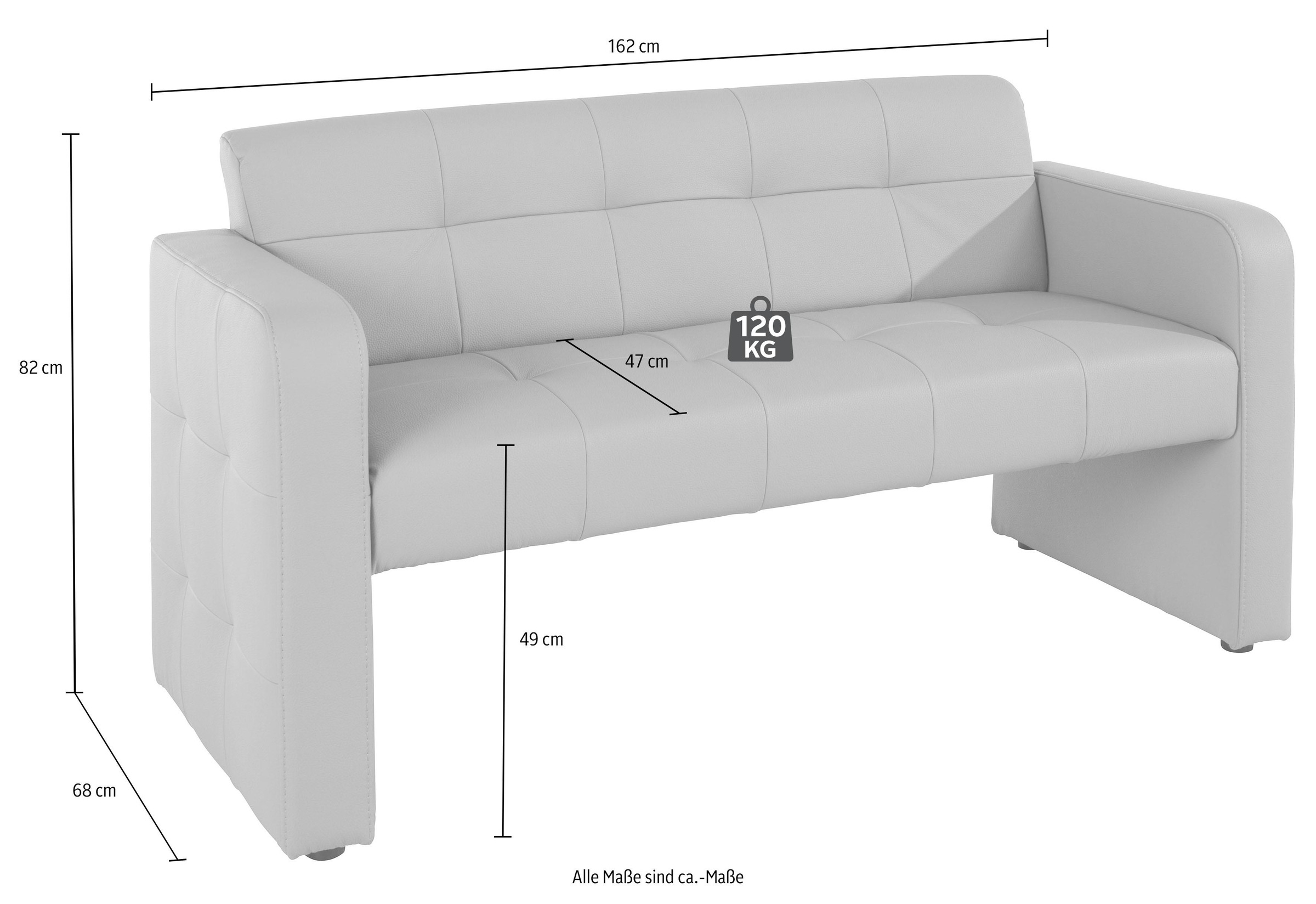 exxpo - sofa fashion Polsterbank »Barista Küchensofa, Sitzhöhe 49cm, kompakte Stellmaße«, Frei im Raum stellbar