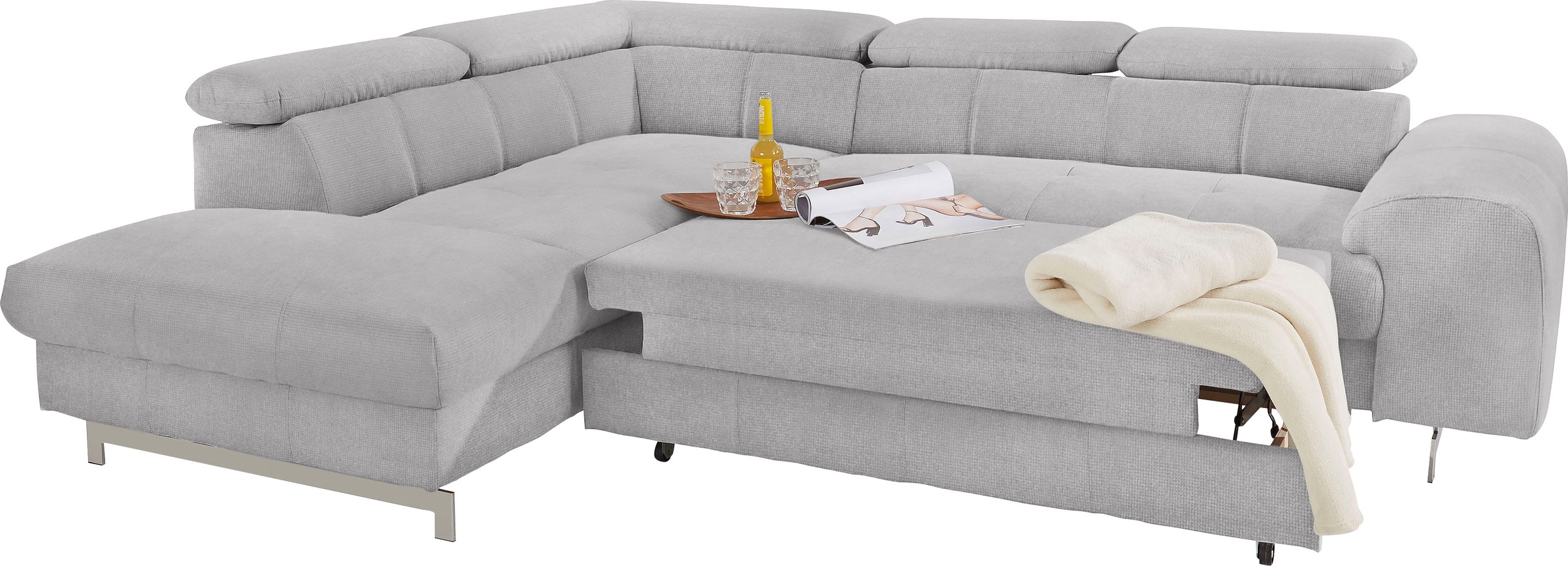 COTTA Polstergarnitur »Chef L-Form«, (Set, 2 tlg.), Set bestehend aus: Ecksofa mit Kopfteilverstellung & Hocker