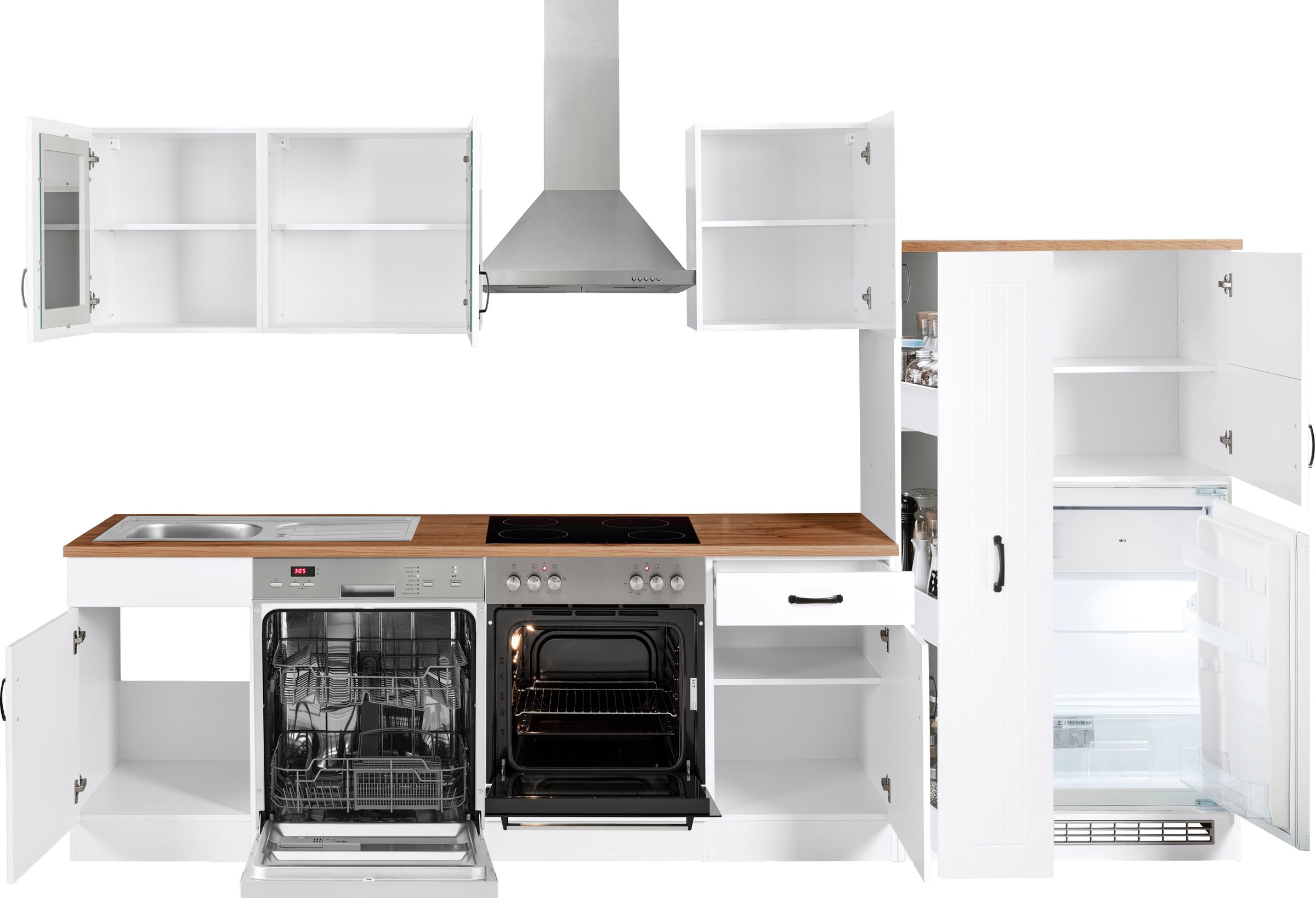 KOCHSTATION Küchenzeile »KS-Athen«, ohne E-Geräte, Breite 310 cm