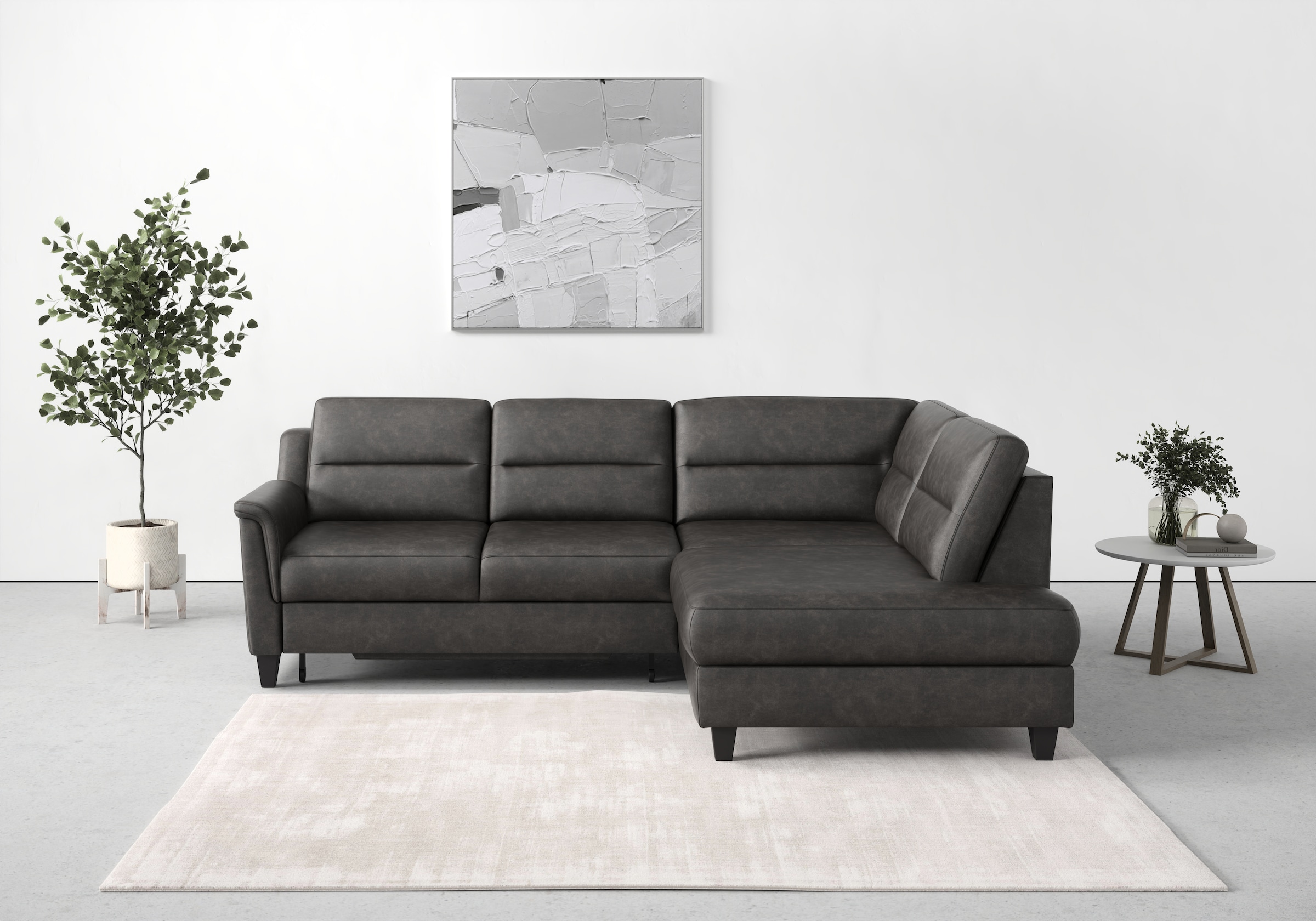 sit&more Ecksofa »Farö L-Form«, inklusive Federkern, wahlweise mit Bettfunktion und Bettkasten