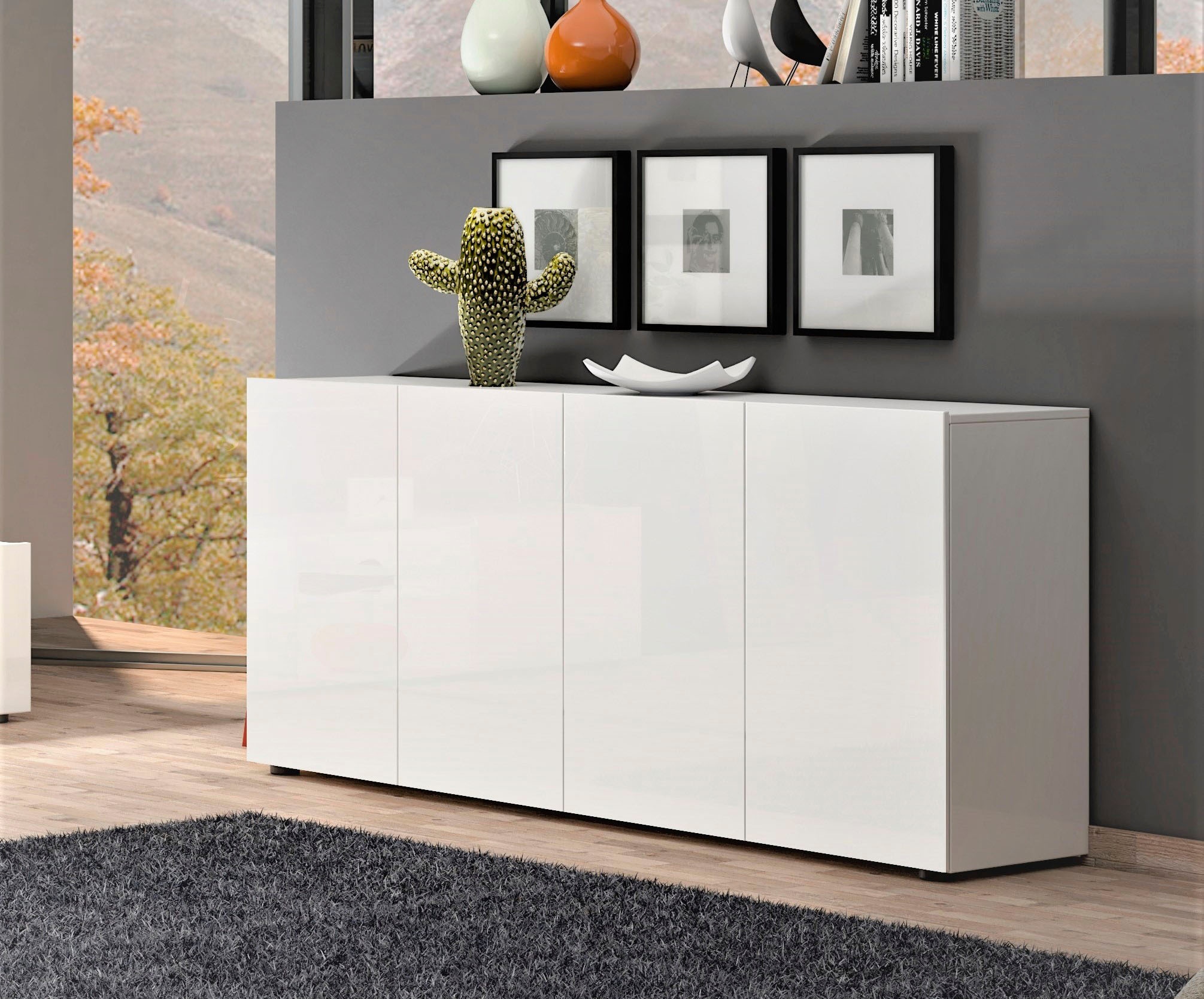 Home affaire Sideboard »MISTER- Sideboard, Anrichte, Kommode, Made in Italy, 4 Fächer« Kommode mit 4 Türen, komplett Hochglanz lackiert, Breite 180cm