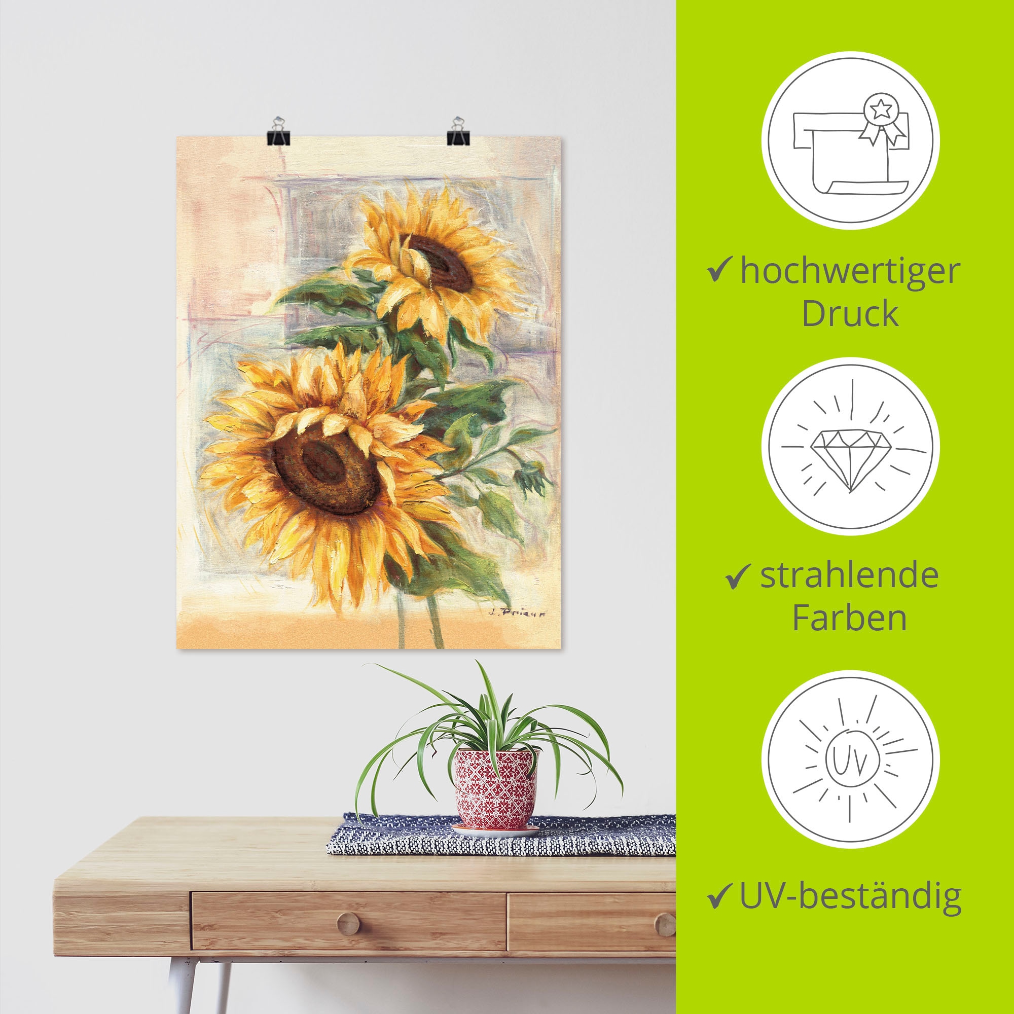 Artland Wandbild »Sonnenblumen II« Blumen 1 Stk. tlg. als Alubild, Leinwandbild, Poster in verschied. Größen