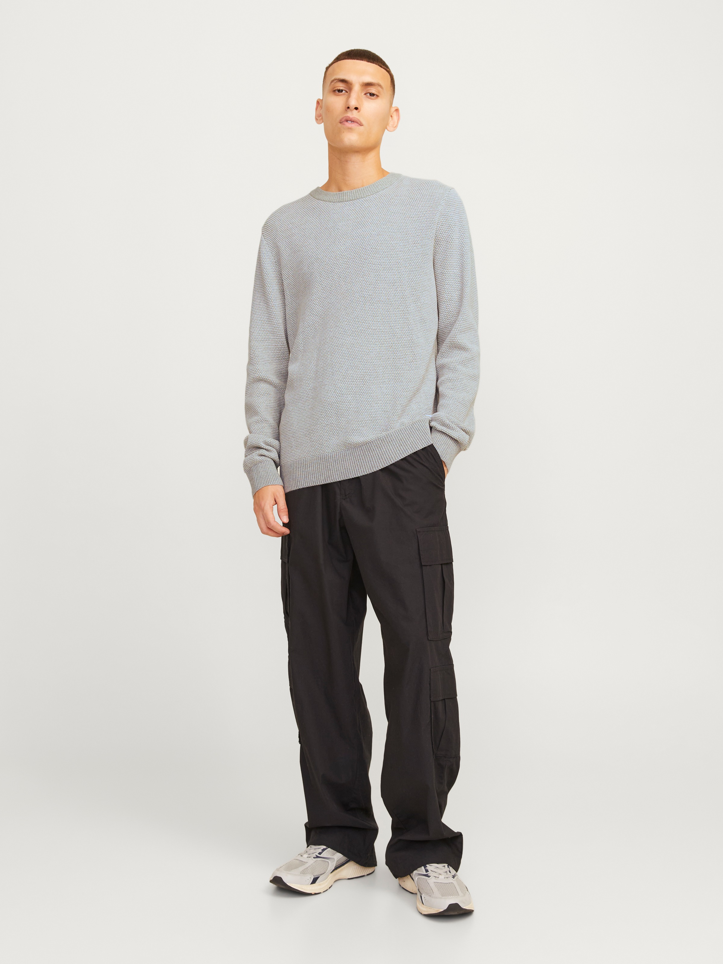 Jack & Jones Rundhalspullover »JJEGLOBE KNIT CREW NECK NOOS« in Strick Optik