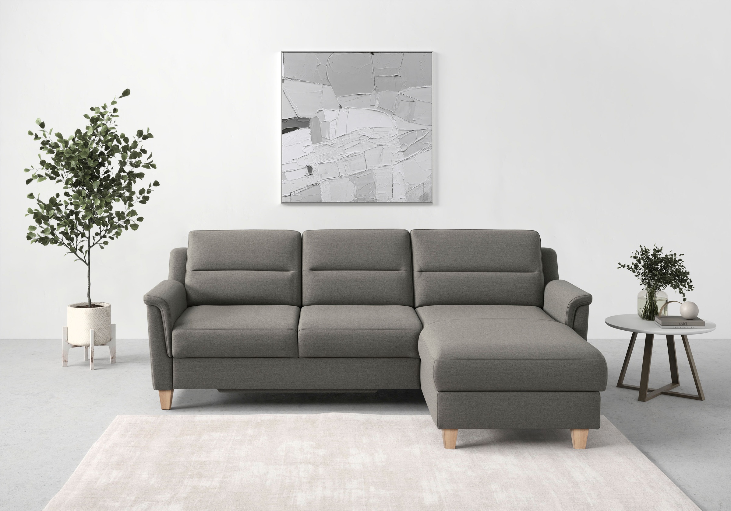 sit&more Ecksofa »Farö L-Form«, inklusive Federkern, wahlweise mit Bettfunktion und Bettkasten
