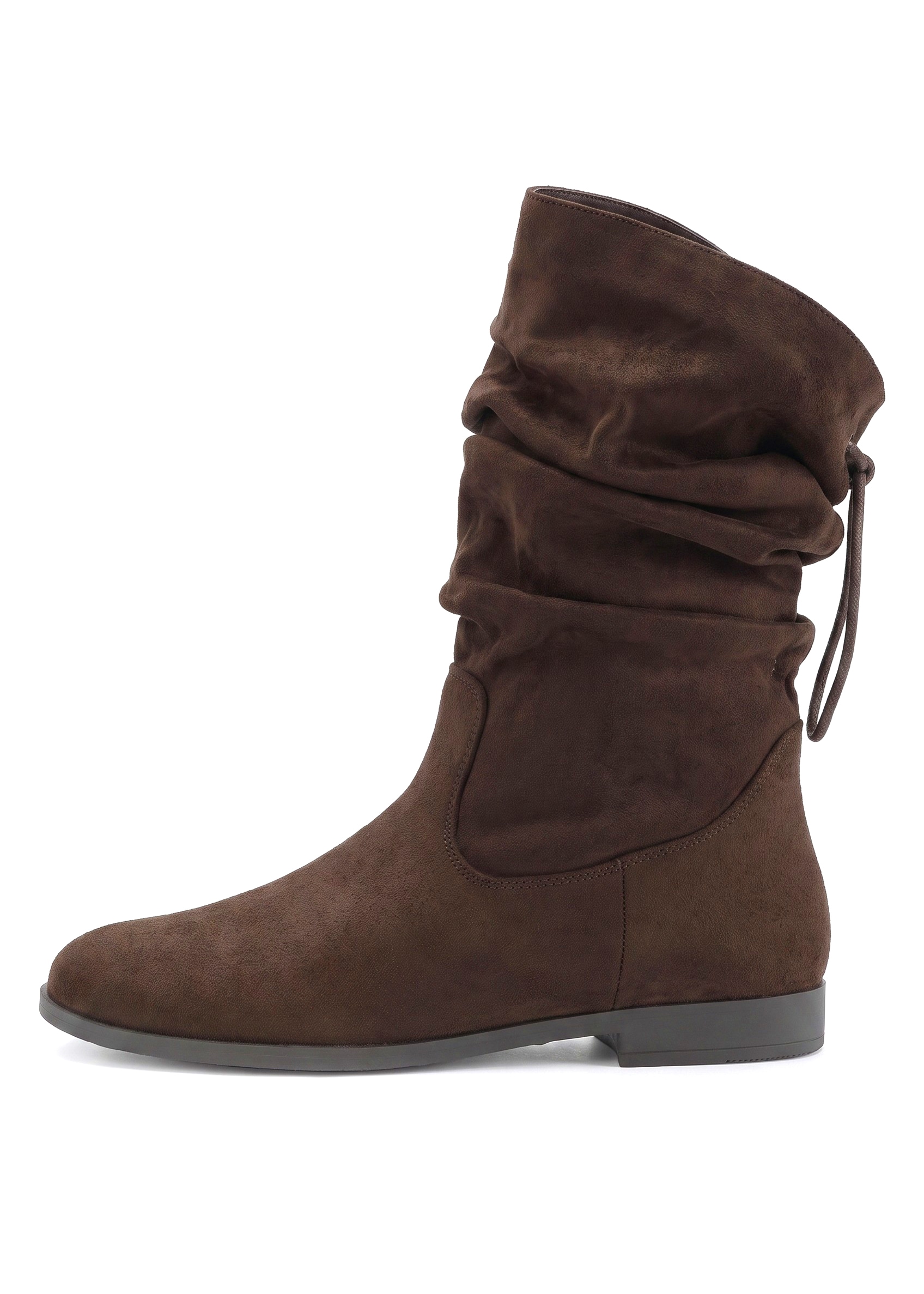 LASCANA Stiefel »Stiefelette, Slouchy Boots,«  NEU mit Gummi-Kordelzug, in zwei verschiedenen Längen tragbar VEGAN