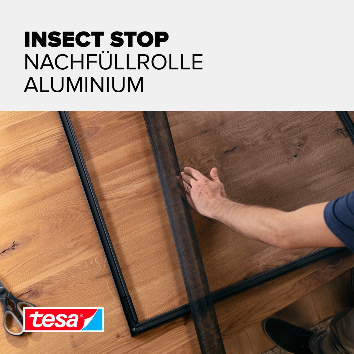 tesa Fliegengitter-Gewebe »Nachfüllrolle Aluminium - Alu-Gitter Ersatzrolle für Fliegengitter« Packung, Nachfüllrolle, 1 Stk. tlg. INSECT STOP Ersatz-Rolle 120 cm x 250 cm