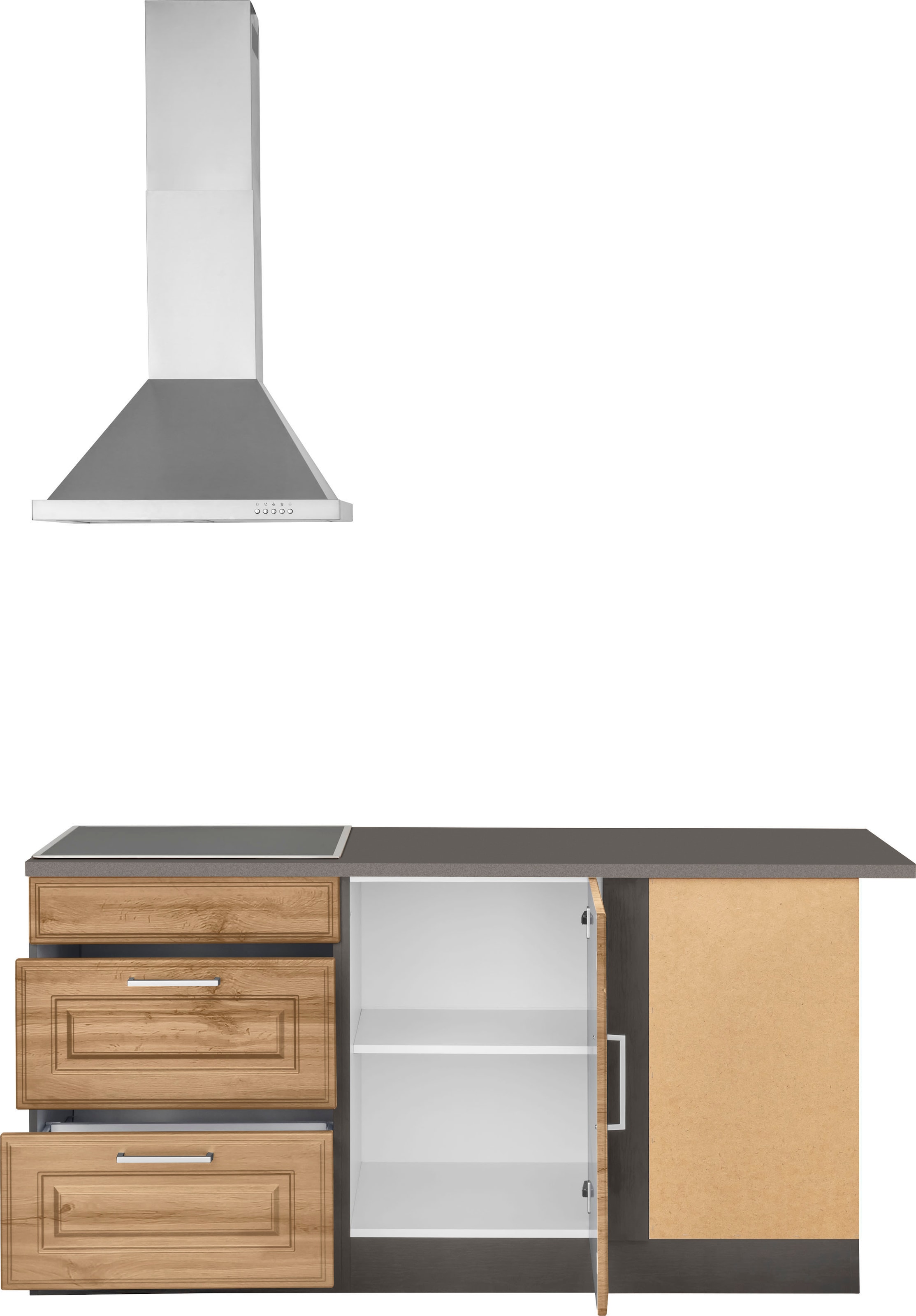 KOCHSTATION Winkelküche »KS-Stockholm«, Stellbreite 260/170 cm, mit hochwertigen MDF Fronten im Landhaus-Stil