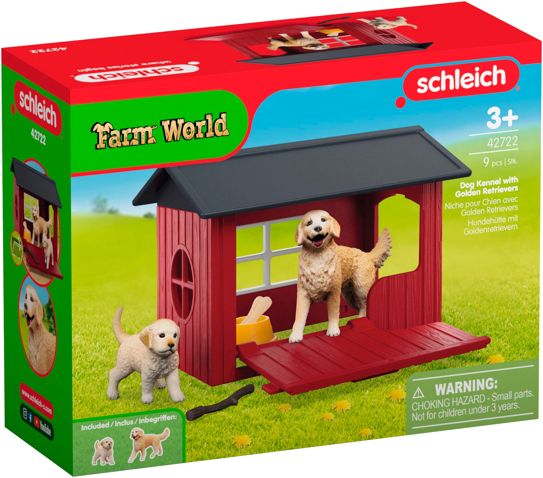 Schleich® Spielwelt »FARM WORLD, Hundehütte mit Goldenretrievern  (42722)«