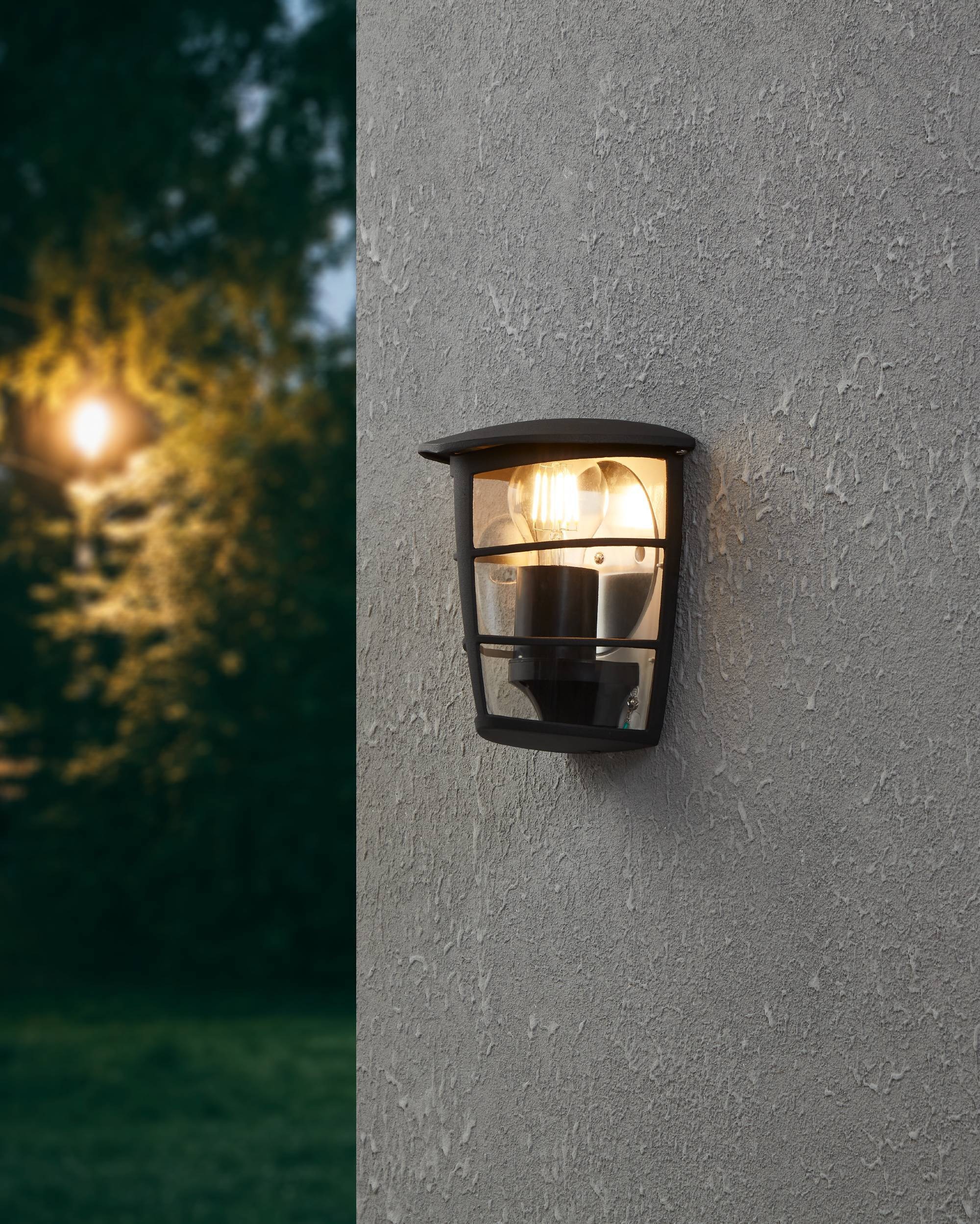 EGLO Wandleuchte »Aloria Außen-Wandlampe, Außenleuchte, Aluguss, Kunststoff, E27, IP44« E27 1 Stk. Wand-/Deckenleuchte - L18 x H20 x AL12 cm - schwarz - 1X60W exkl.