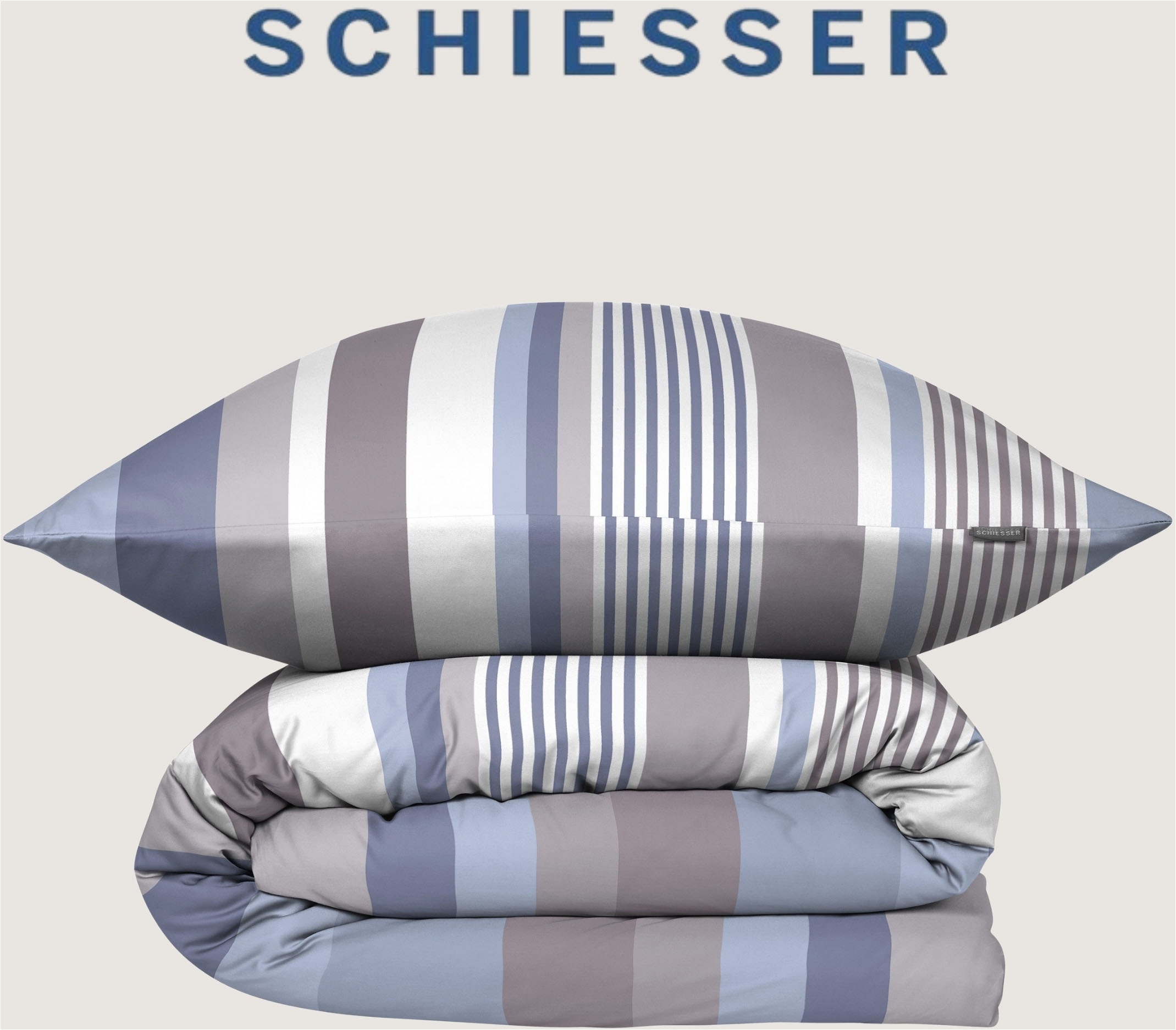 Schiesser Bettwäsche »Hoops aus weichem Baumwoll-Satin mit Streifen-Design« 2 tlg. Made in Green by Oeko-Tex