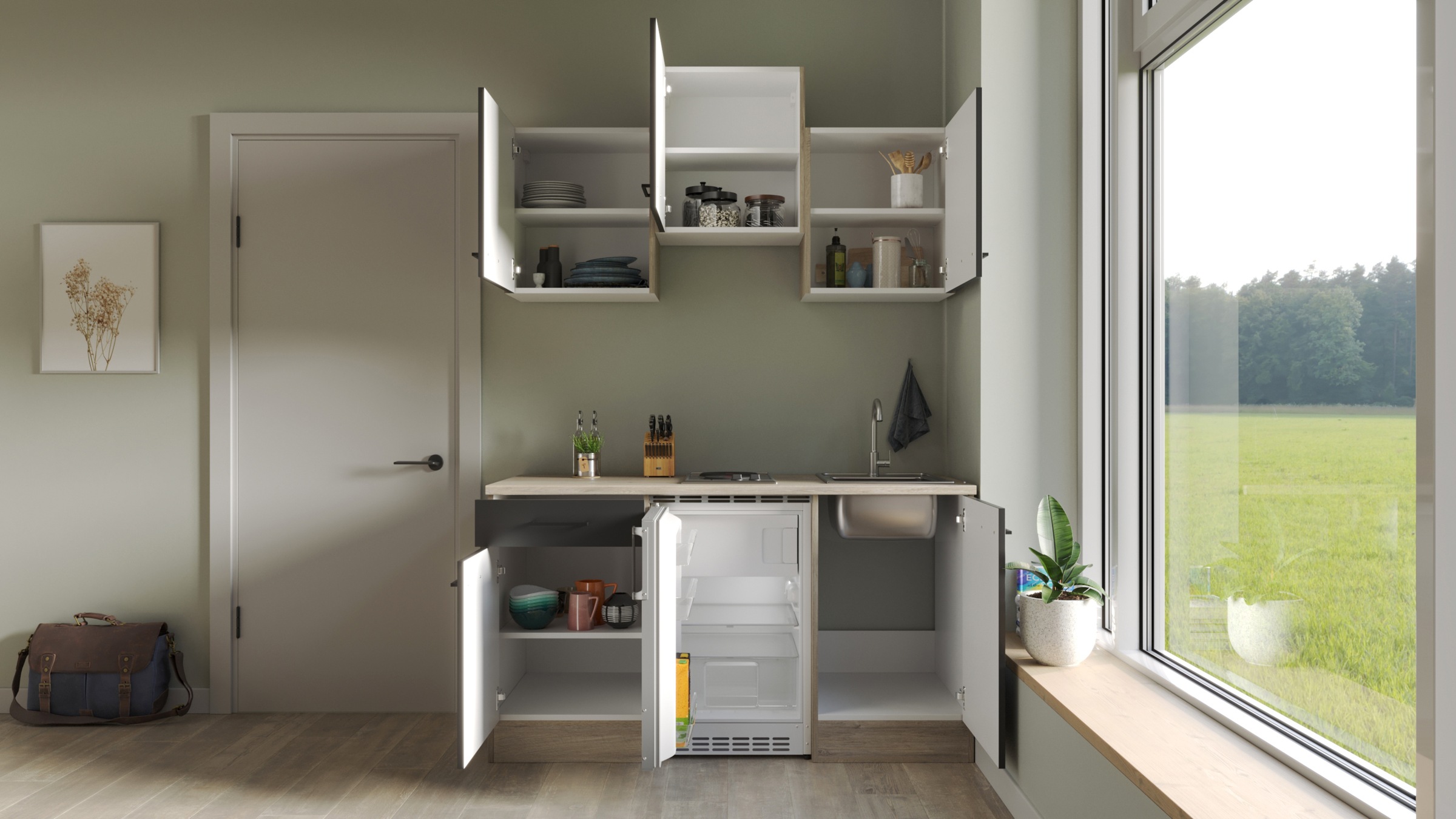 Flex-Well Küchenzeile »Capri«, mit E-Geräten, Gesamtbreite 150,5 cm, in weiten Farben erhältlich