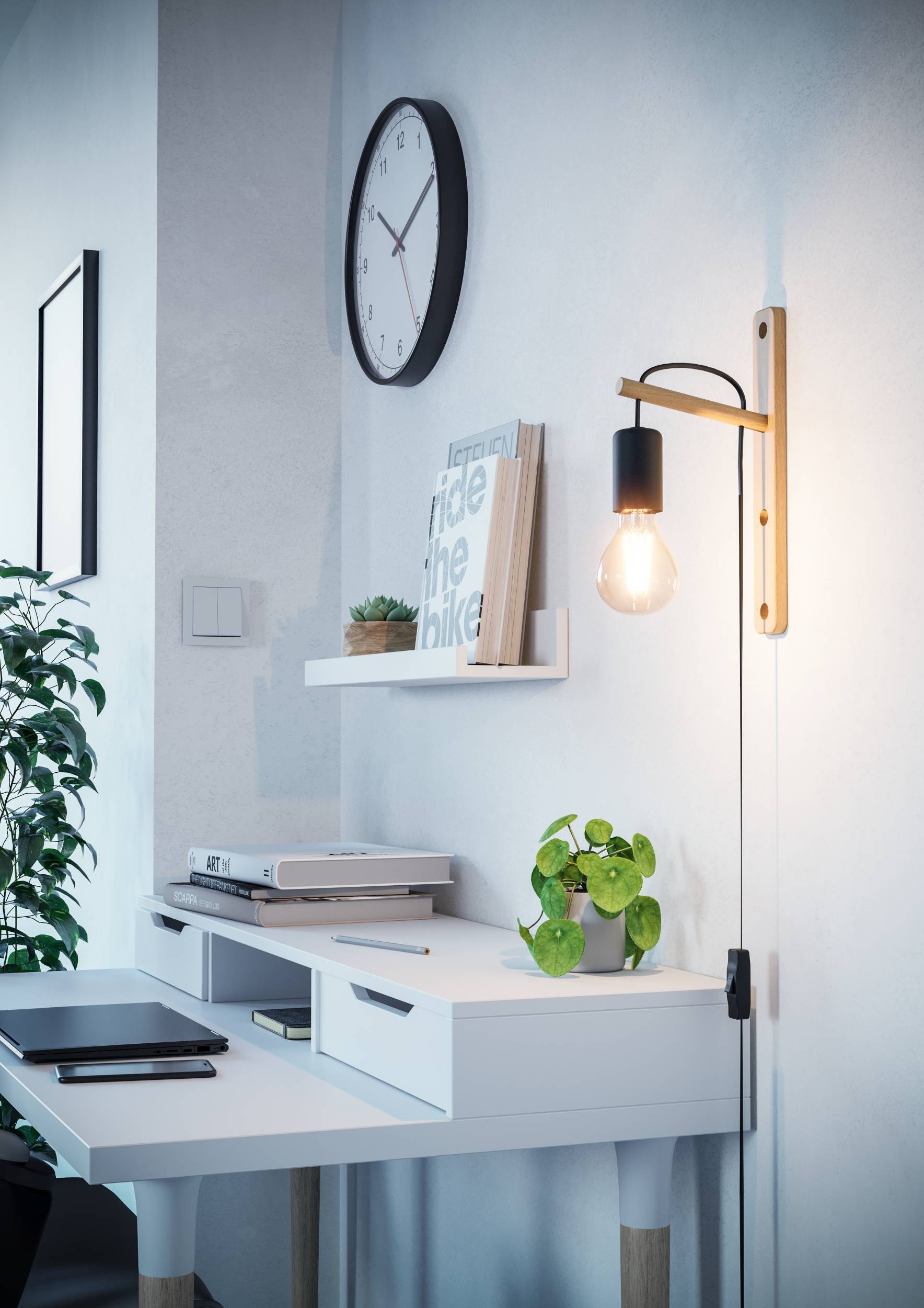 EGLO Wandleuchte »Pockley Wandlampe, Vintage Wohnzimmerlampe E27, Lampe höhenverstellbar« E27 1 Stk. Wand-/Deckenleuchte - L4,5 x H29,5 x AL16 cm - braun, schwarz