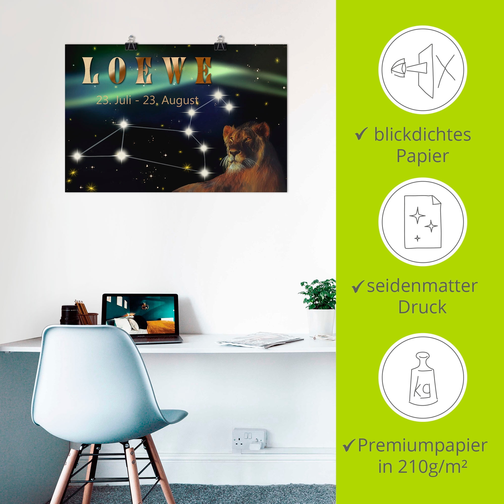 Artland Poster »Sternzeichen - Löwe« Bilder von Sternzeichen 1 Stk. tlg. ohne Rahmen