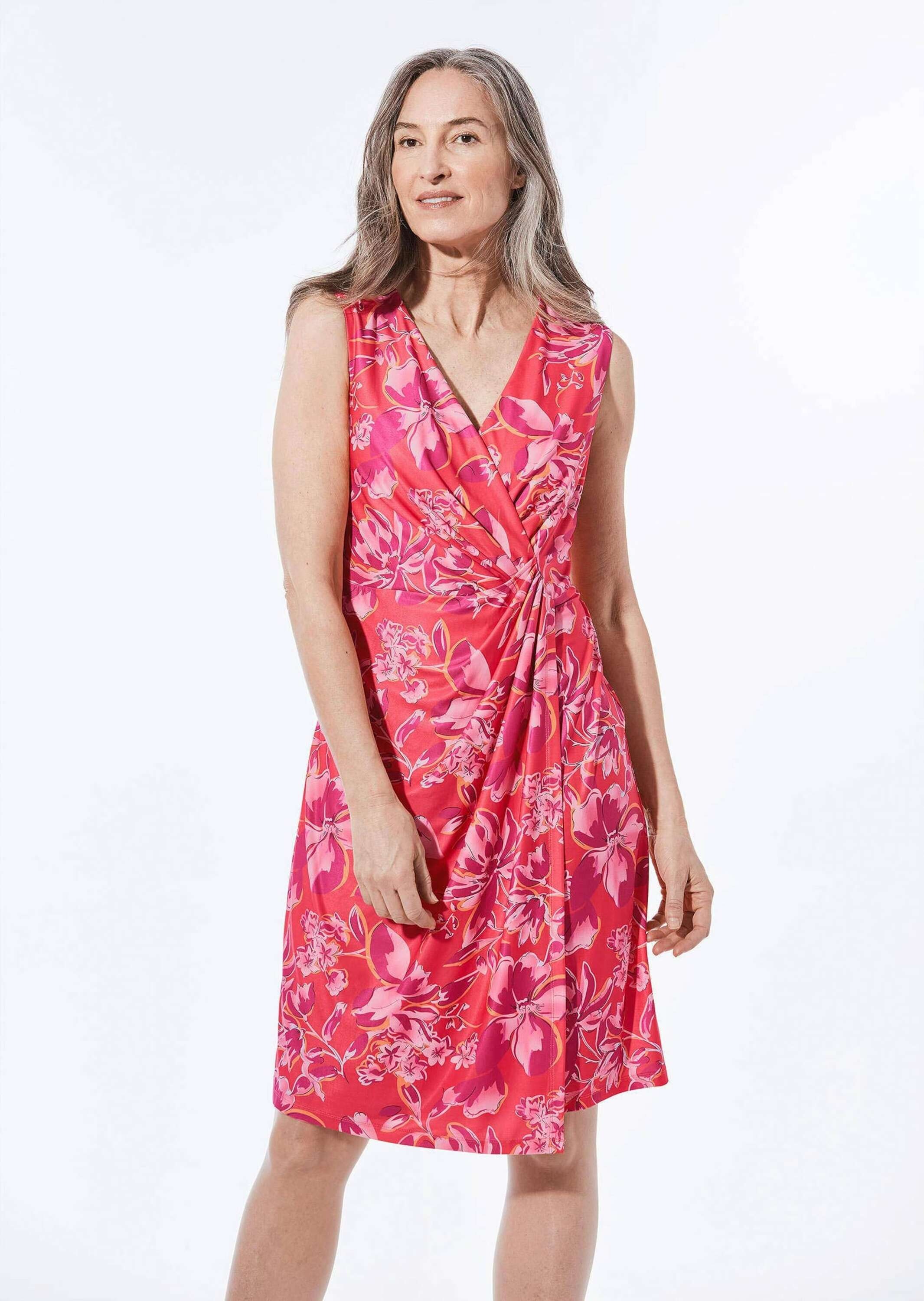 GOLDNER Abendkleid »Kurzgröße Kleid in Wickeloptik«