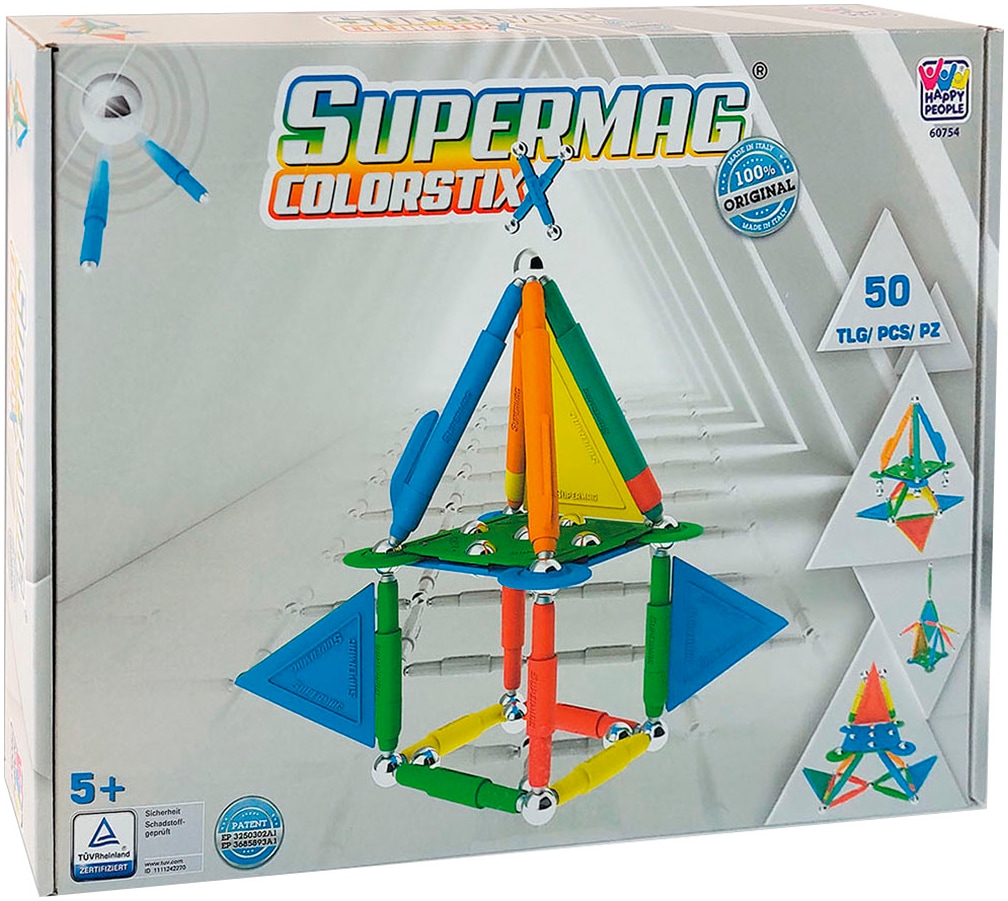 Happy People Magnetspielbausteine »Supermag Color Stix«, (Packung, 50 St.), Made in Europe