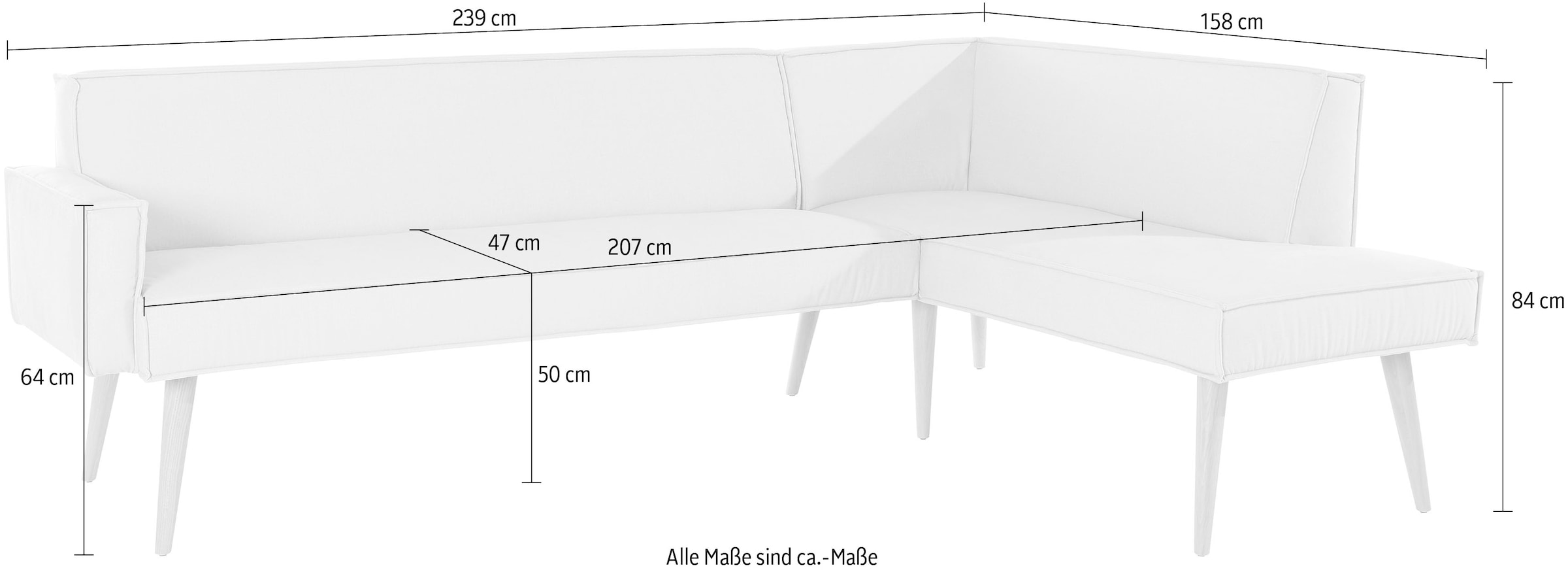 exxpo - sofa fashion Eckbank »Lungo, moderne Kedernaht, bequem und elegant, hoher Holzfuß« hochwertige Detailverarbeitung, frei im Raum stellbar