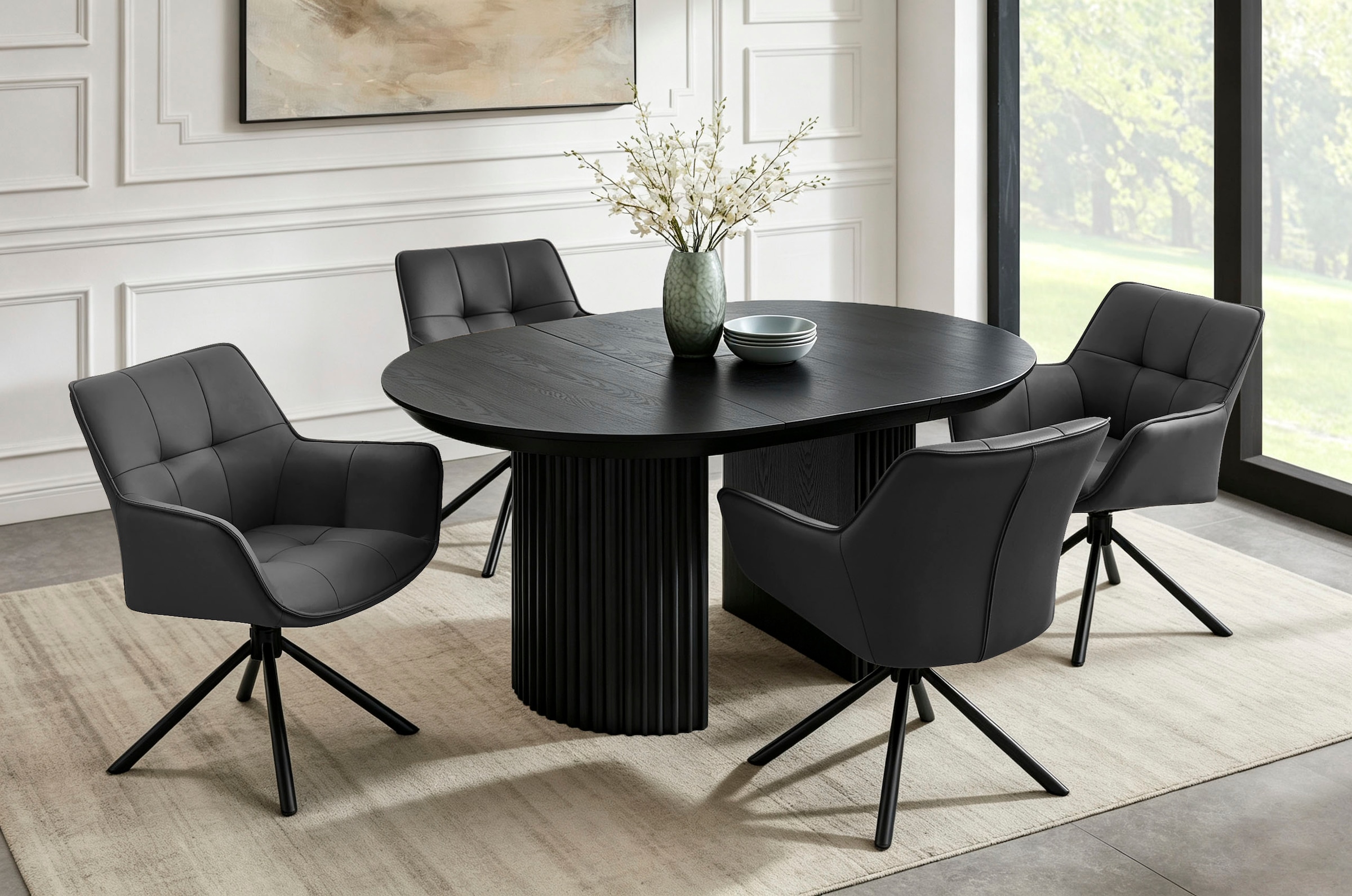 OTTO home Drehstuhl »Lika« (Set) 2 Stk.echtes Leder, 360° Drehfunktion, Steppnähte, Metallgestell