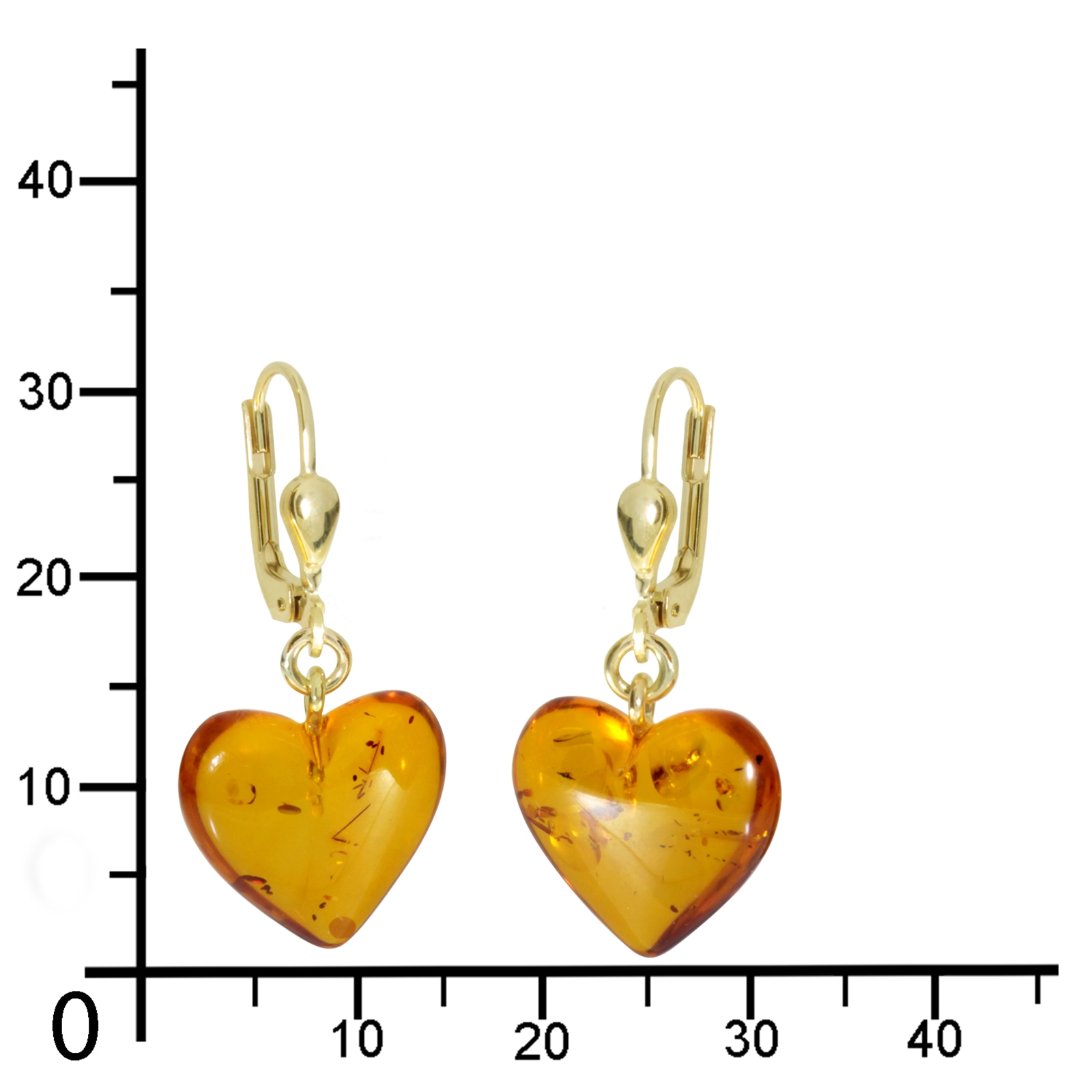 OSTSEE-SCHMUCK Paar Ohrhänger »- Herz 14 mm - Gold 333/000 - Bernstein«