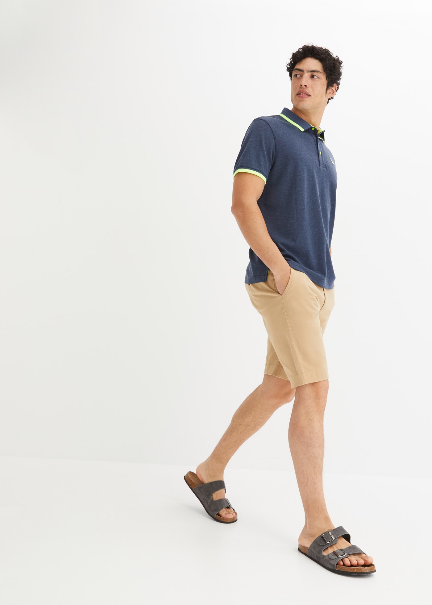 bonprix Poloshirt »Piqué-Poloshirt mit reiner Baumwolle« mit neonfarbenen Details