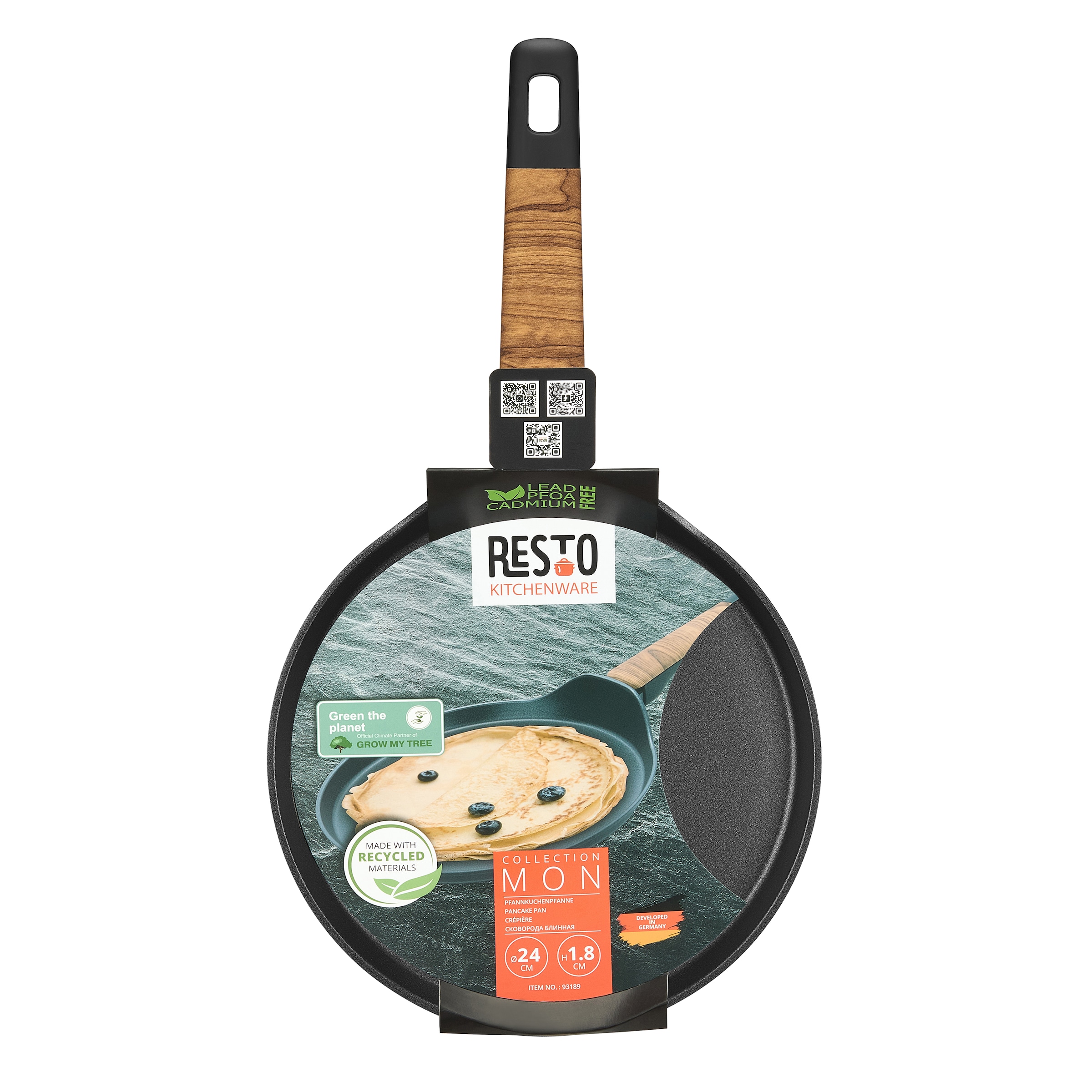 RESTO Kitchenware Crêpepfanne »MON Pfannkuchenpfanne Ø 24 cm mit Soft-Touch-Griff in Holzoptik« Aluminium 1 tlg. Induktion, für alle Herdarten geeignet