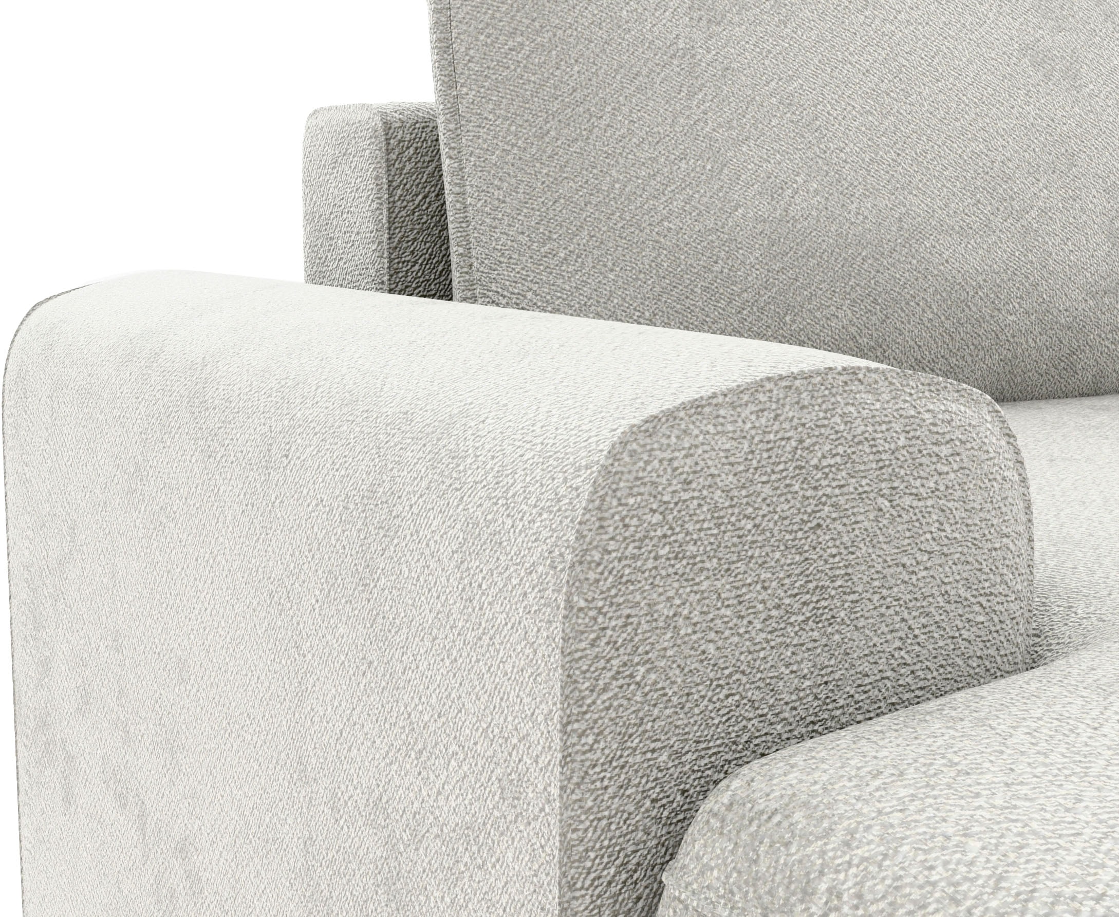 TRENDMANUFAKTUR Ecksofa »Fordon, Schlafsofa mit Bettkasten, Couch in L-Form, Breite 250 cm«, in Struktur fein LEO, haustierfreundlich, wollweiß, Recamiere rechts