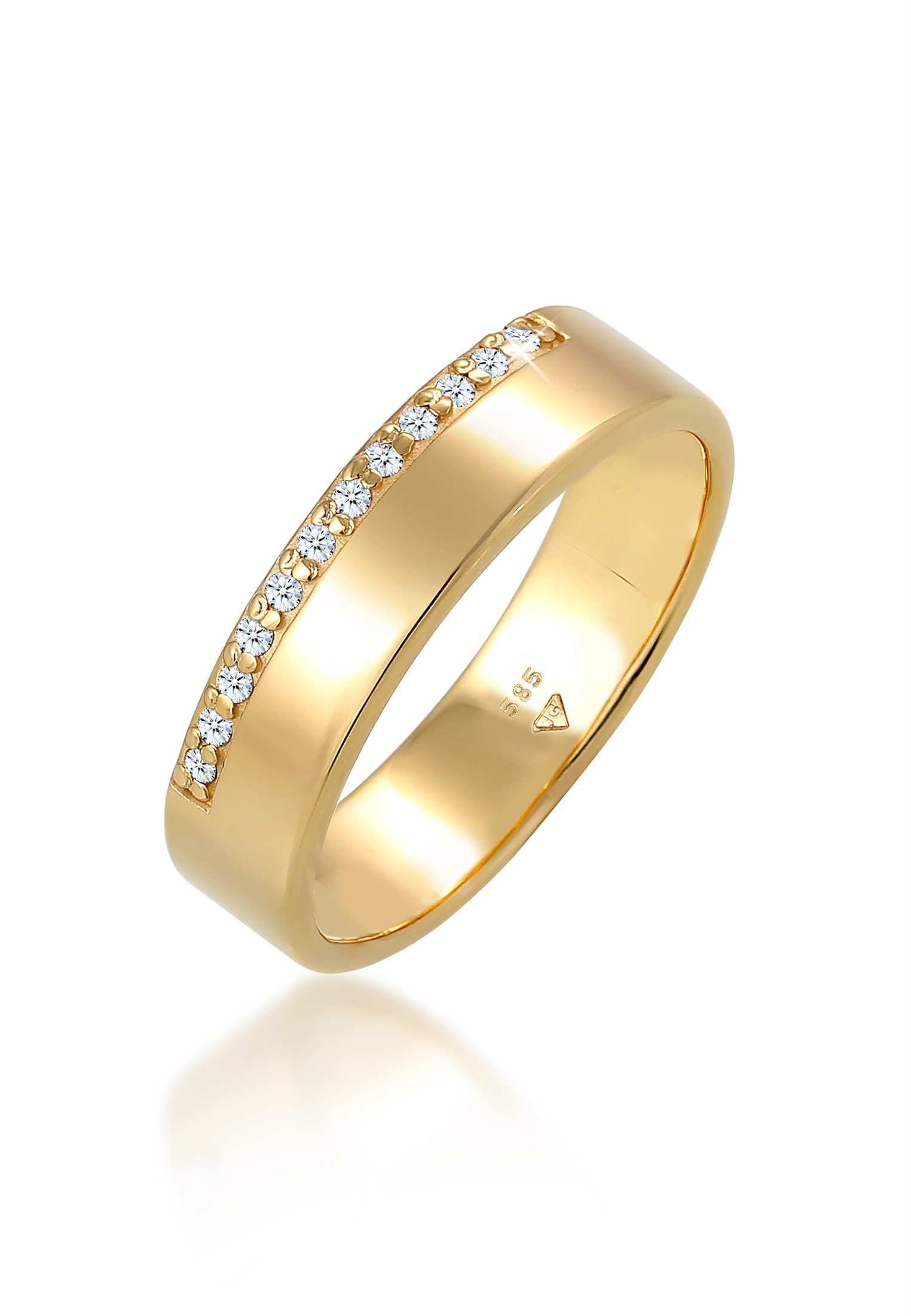 Trauring »Ring Verlobung Diamant (0.12 ct) Luxuriös 585 Gelbgold«