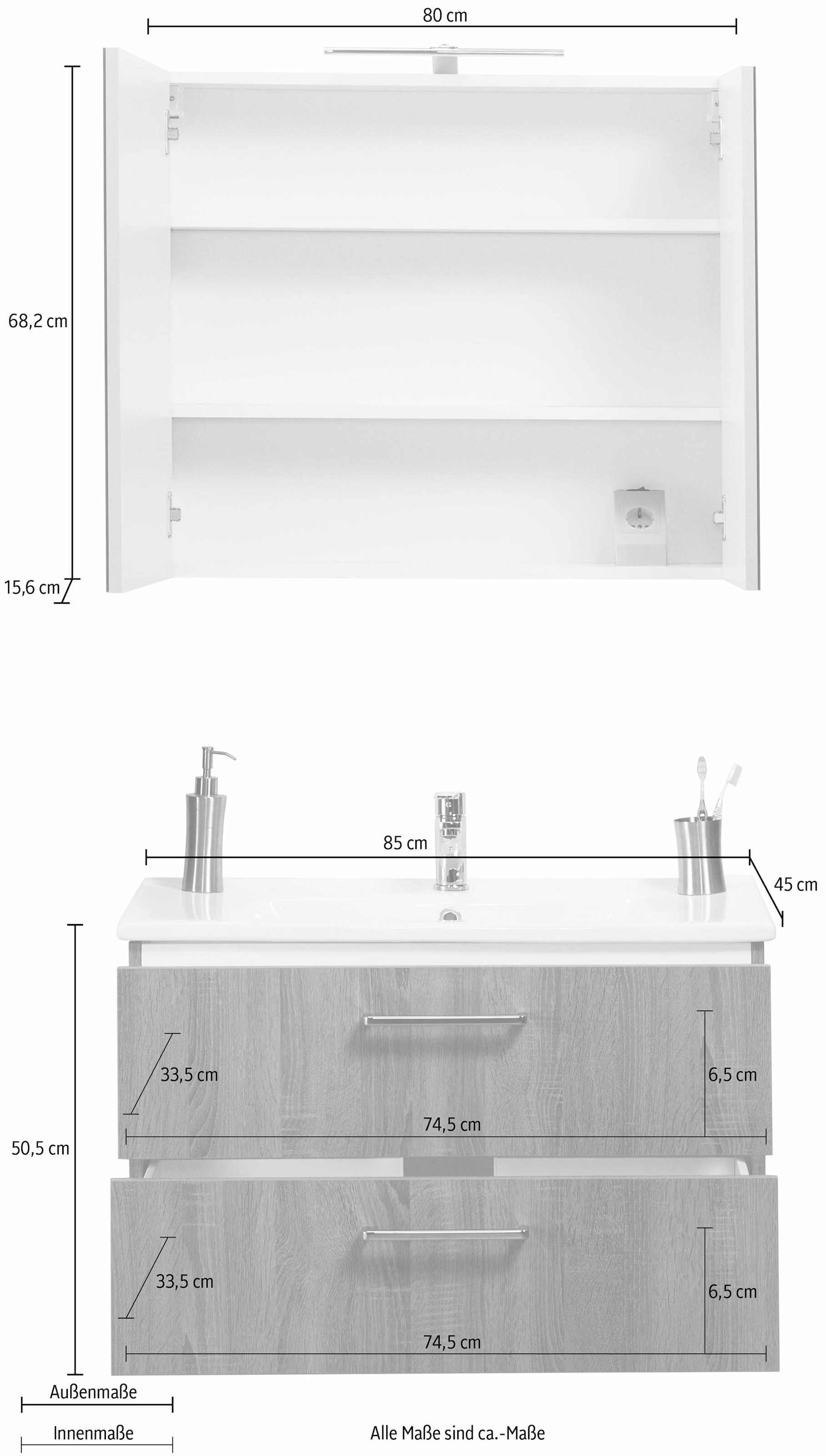 OPTIFIT Badmöbel-Set »Napoli«, (Set, 2 St.), mit Soft-Close-Funktion, Breite 85 cm