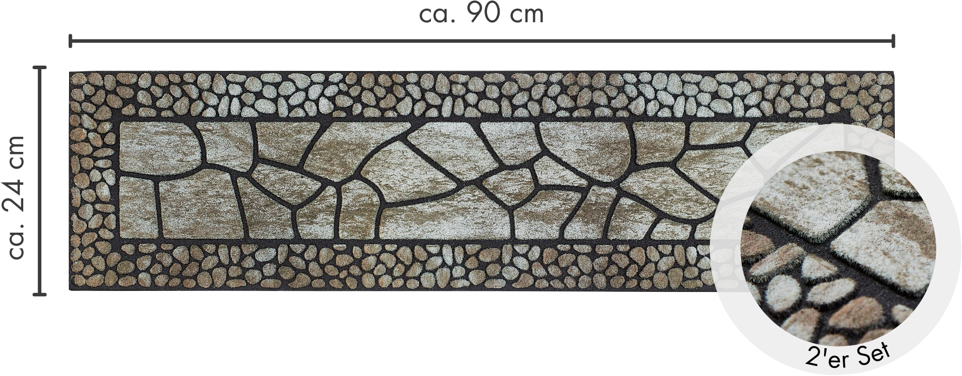 Andiamo Stufenmatte »Outdoor, 2er Set« rechteckig 6 mm Höhe Outdoor-Stufenmatten, Stein Motiv, Gartenbereich, Außenbereich