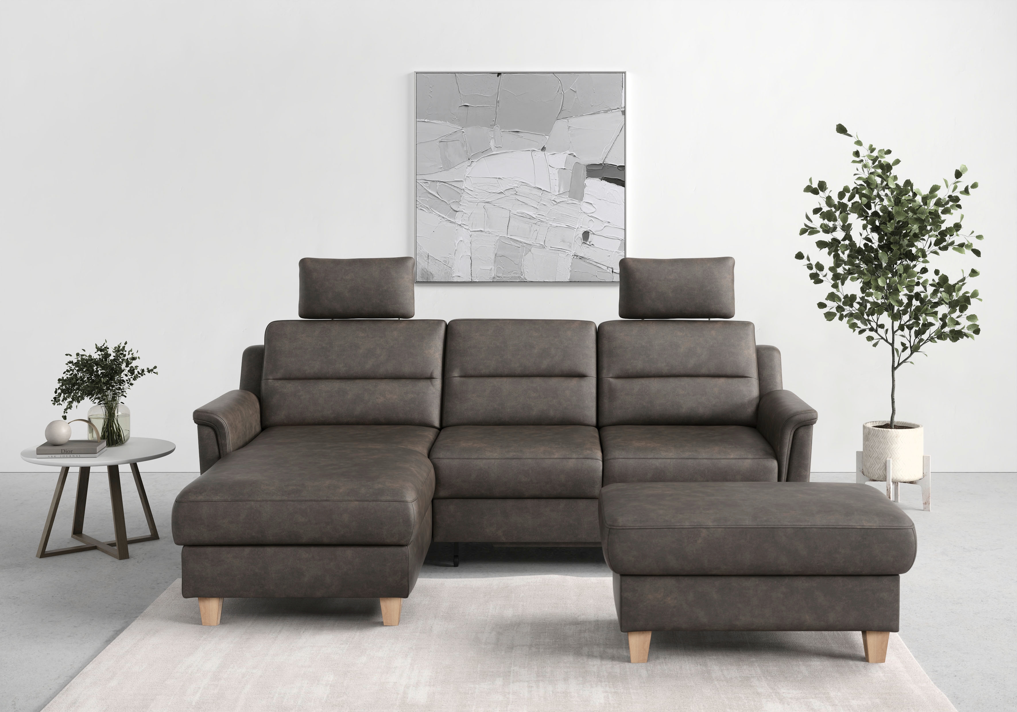 sit&more Ecksofa "Farö L-Form" inklusive Federkern, wahlweise mit Schlaffunktion und Bettkasten