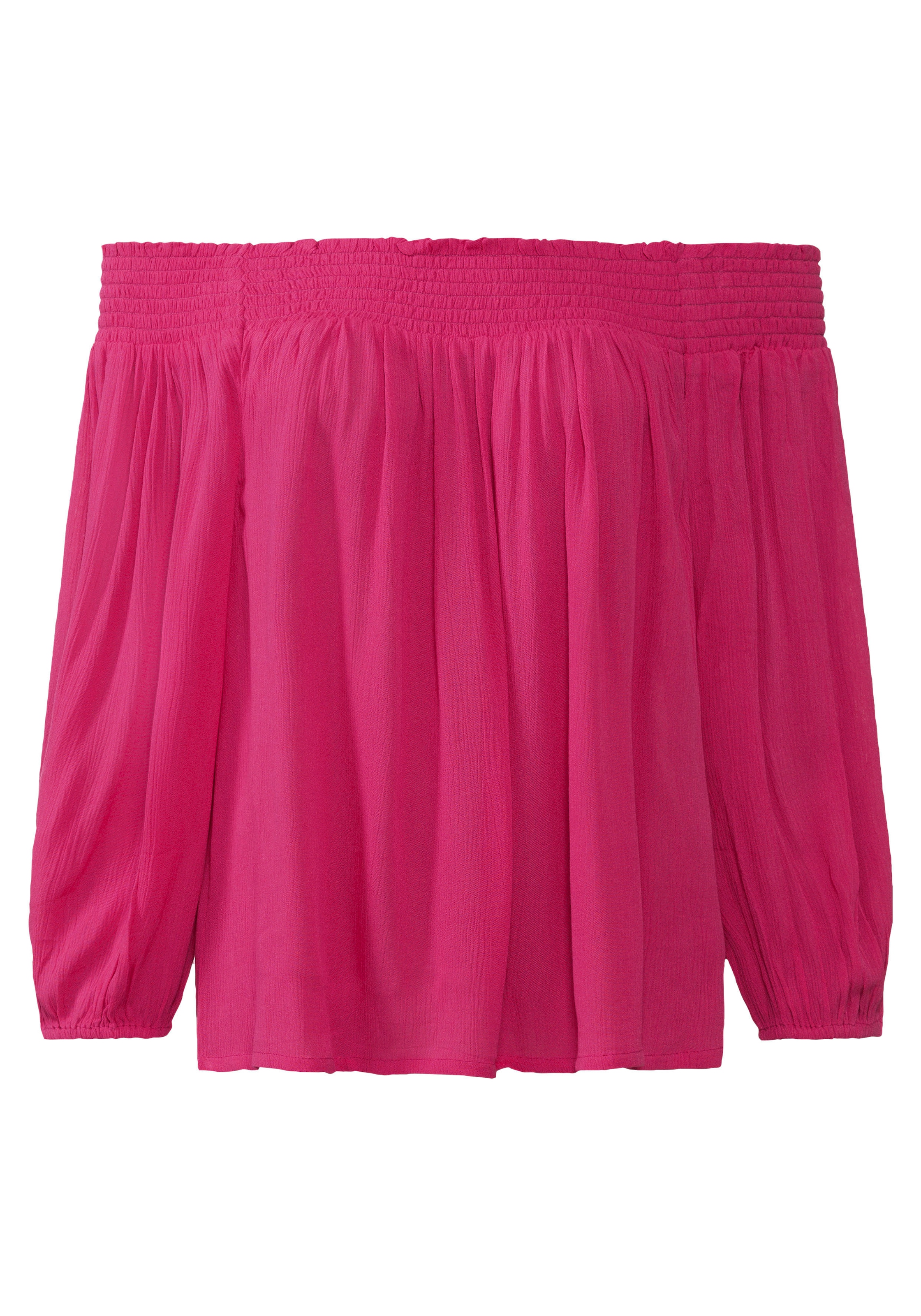 LASCANA Carmenbluse, in leichter Crinkle-Optik, Damenbluse, schulterfrei