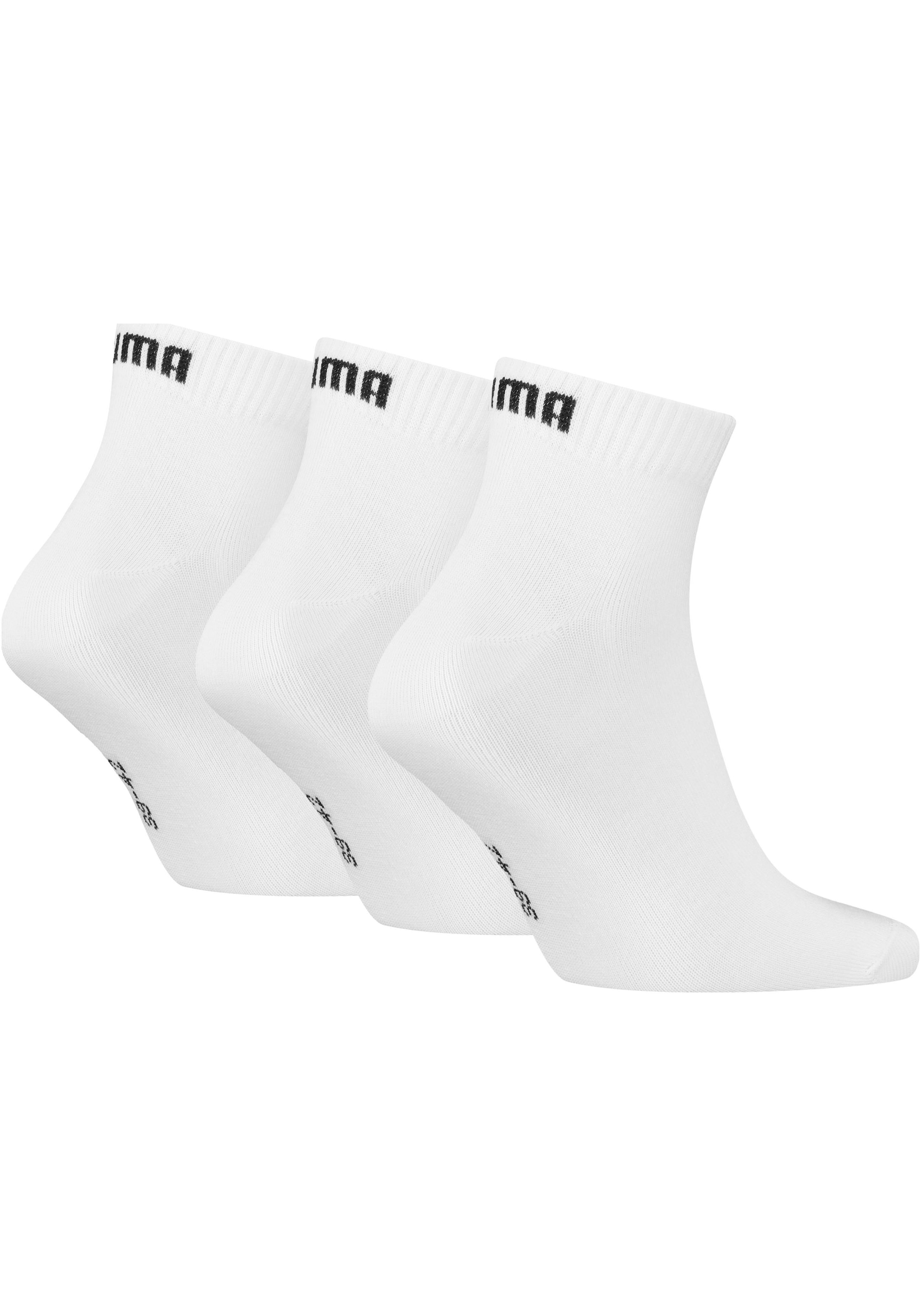 PUMA Kurzsocken »PUMA UNISEX QUARTER PLAIN 3P« 3 Paar,  Atmungsaktiv, Rippenbündchen, weiche Baumwollmischung