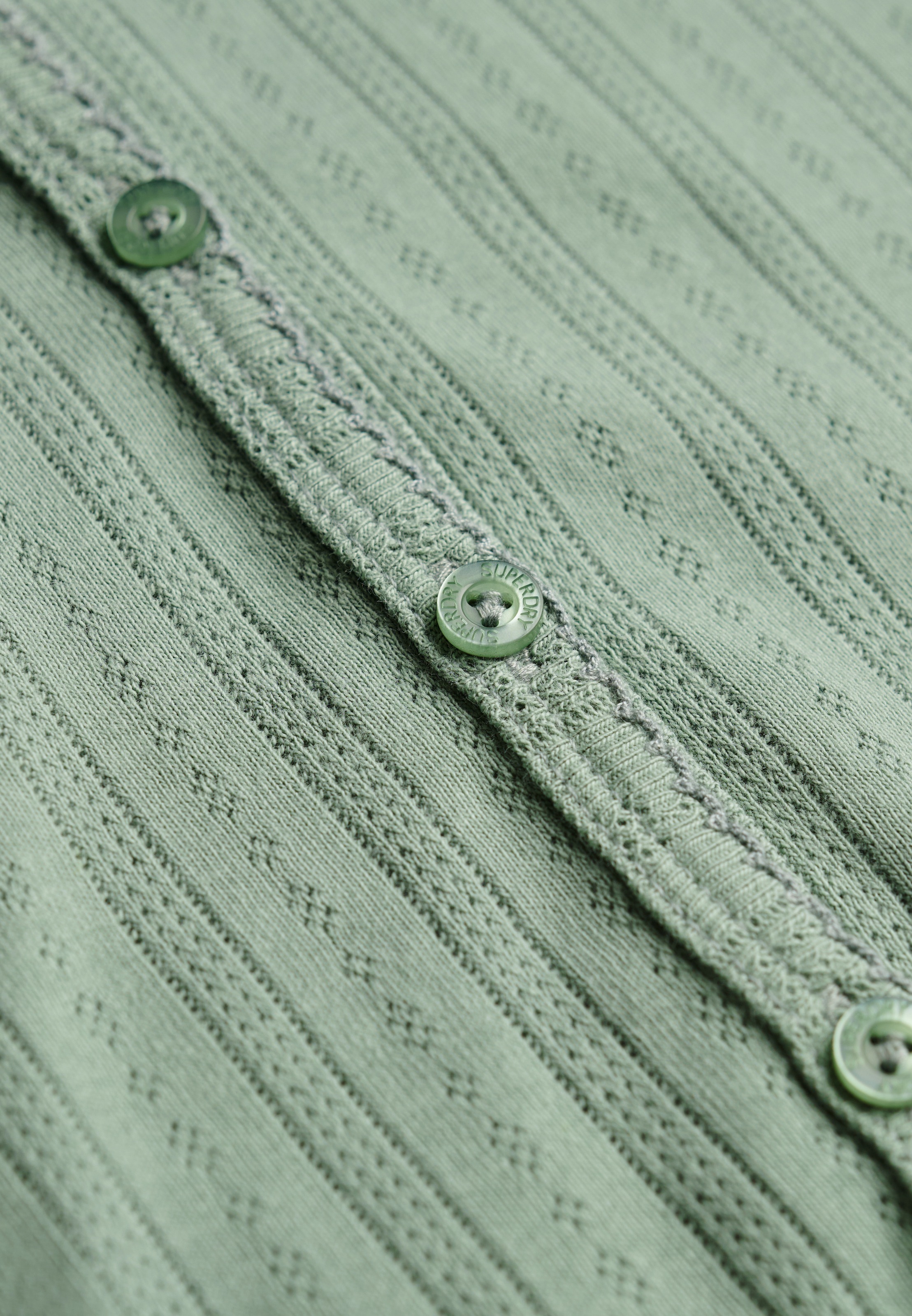 Superdry Cardigan »ATH ESS POINTELLE CARDIGAN« Pointelle Muster, Baumwolle, Jerseyqualität, skinny fit