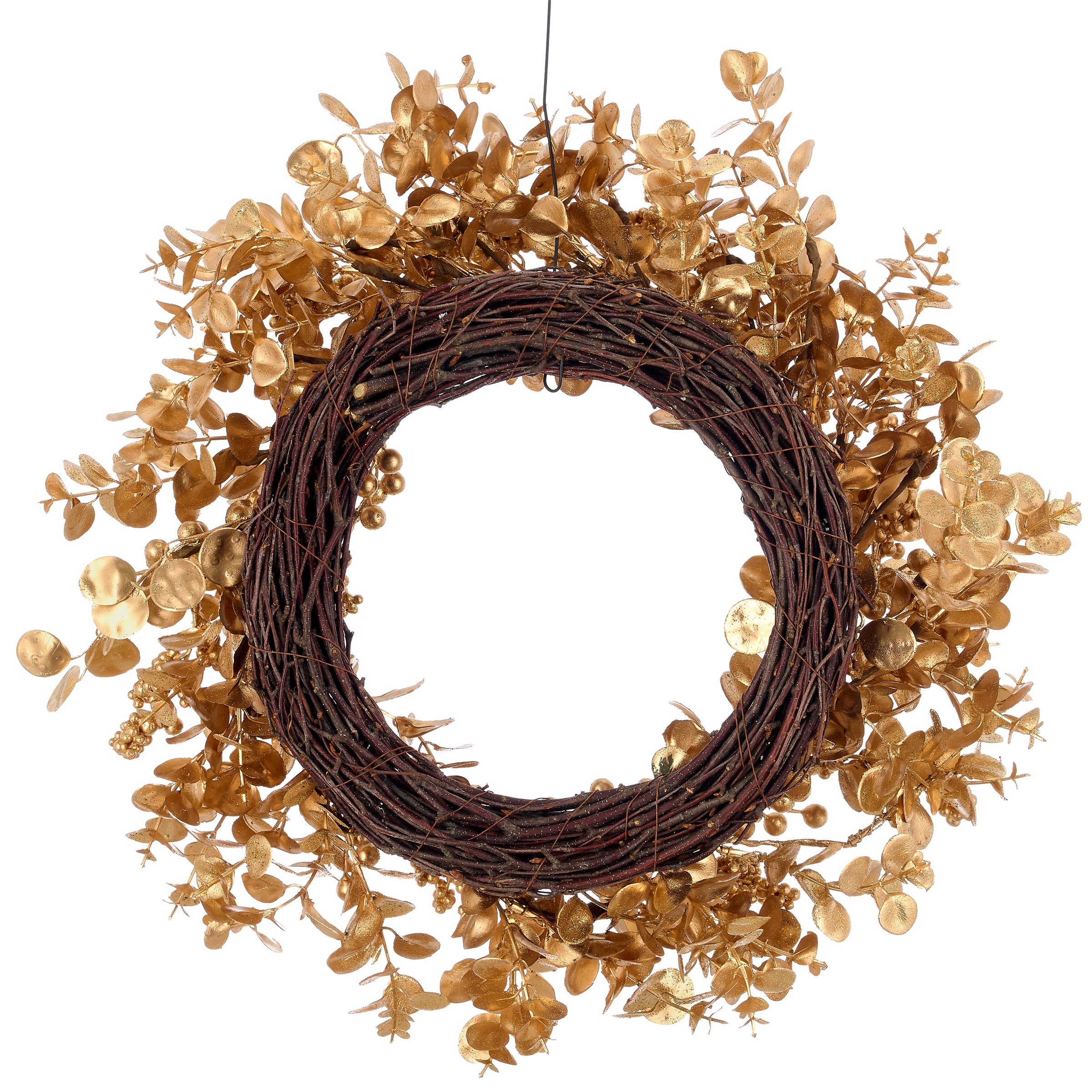 OTTO home Kunstkranz »Eukalyptus-Beeren-Mix Kranz, 45cm« goldfarben, mit Glitter