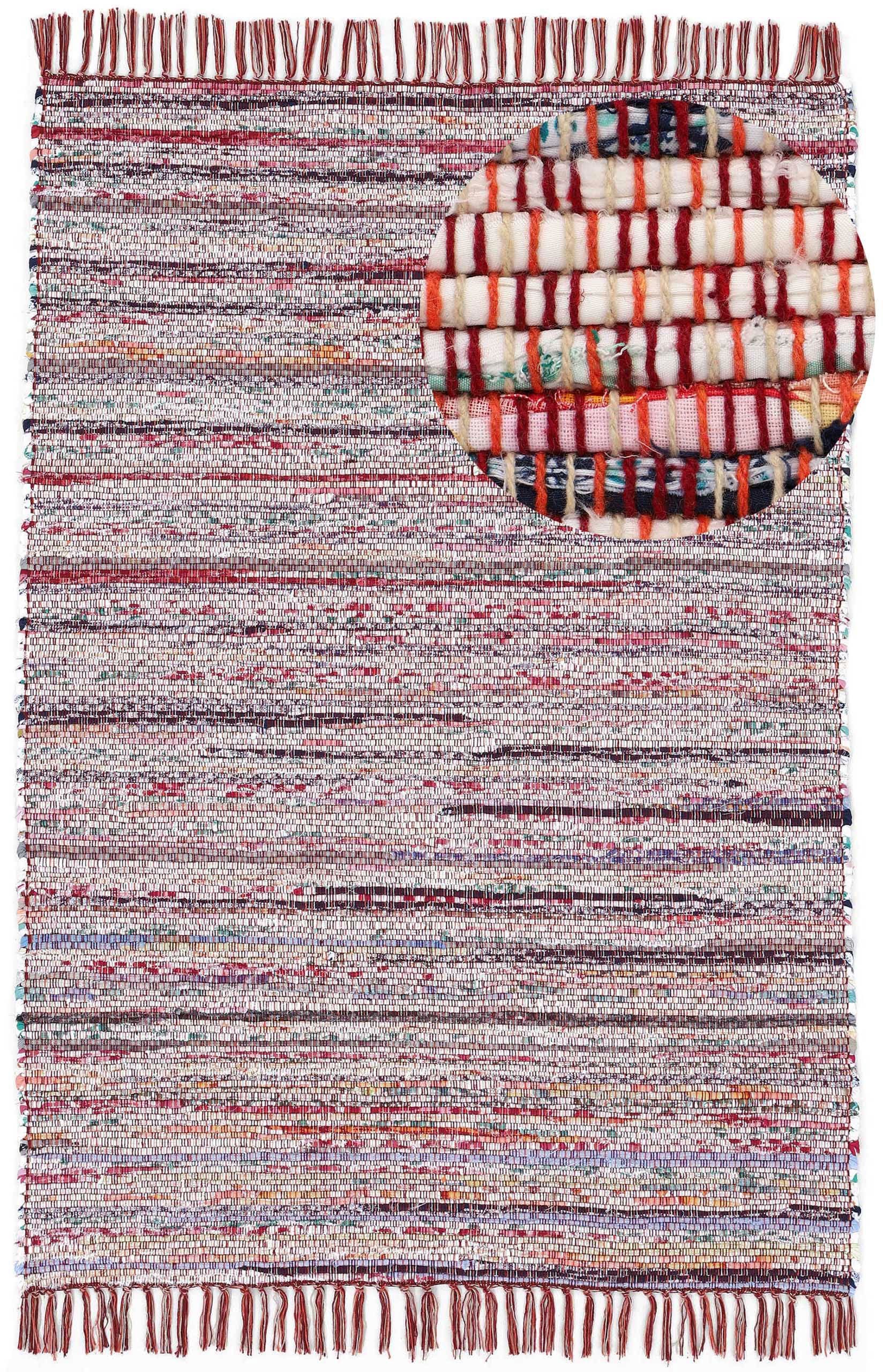 carpetfine Teppich »Kelim Chindi , Wendeteppich« rechteckig 6 mm Höhe handgewebt, Fleckerlteppich mit Fransen, auch vielen in Läufergrößen