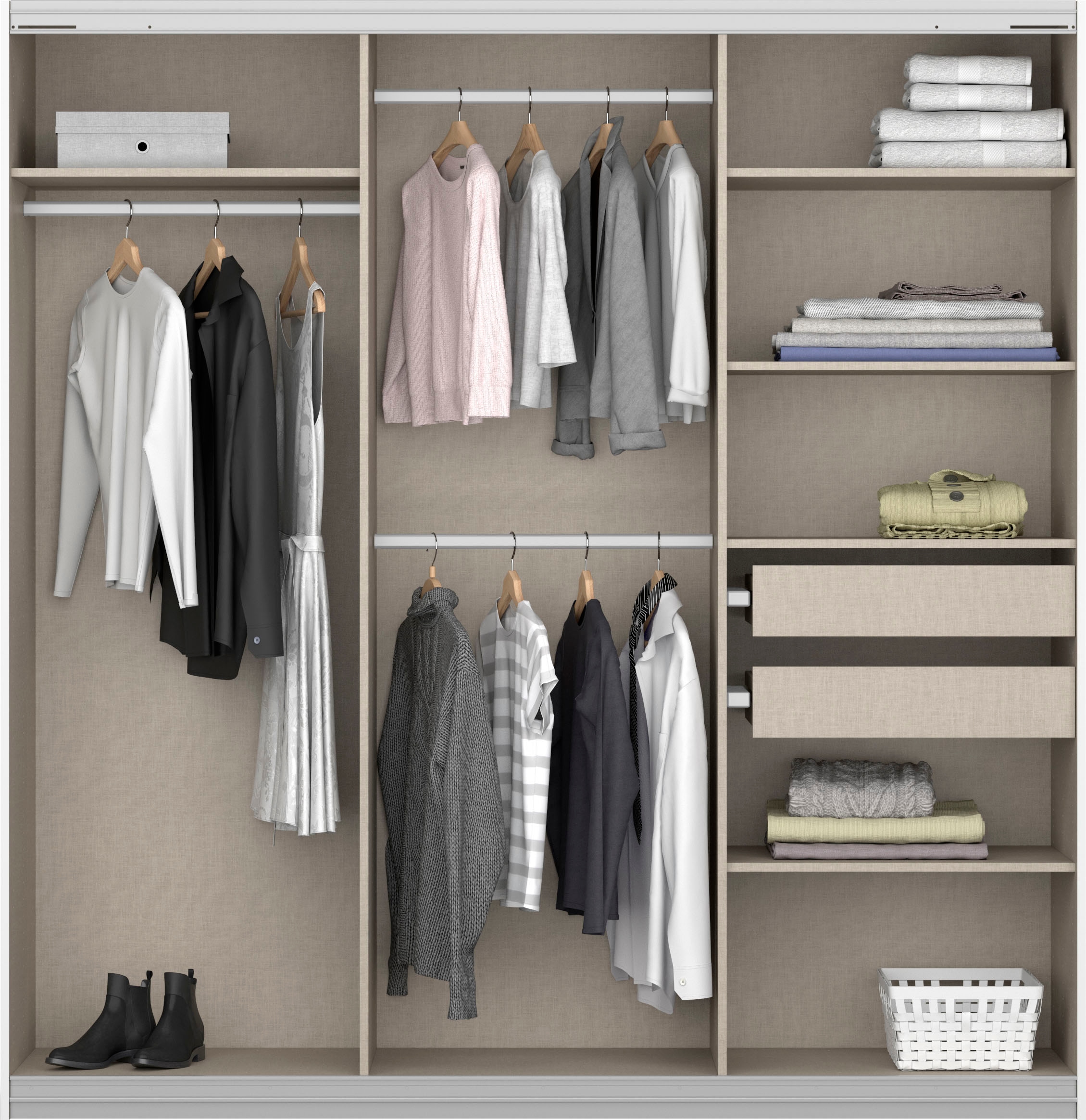 rauch Schwebetürenschrank »Kleiderschrank Schrank Garderobe BESTSELLER KOLUNA mit Spiegel« Breiten 203/271/315/360 cm Höhen 210/229 cm,  inkl. 2 Innenschubladen sowie extra Einlegeböden MADE IN GERMANY