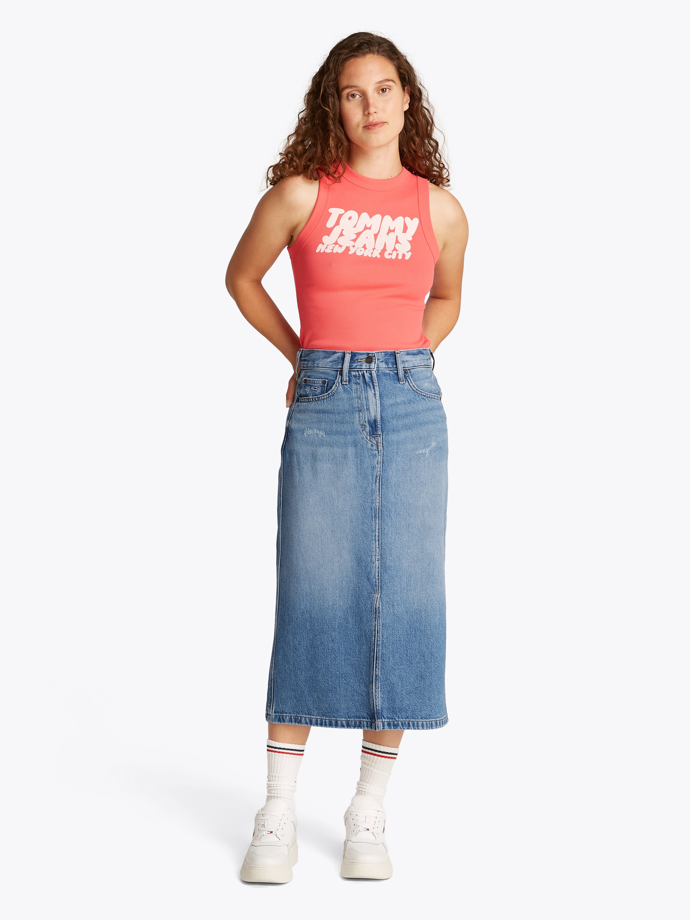 Tommy Jeans Jeansrock »CLAIRE MIDI SKIRT BI8036«, in Midi-Länge, in blauer Waschung