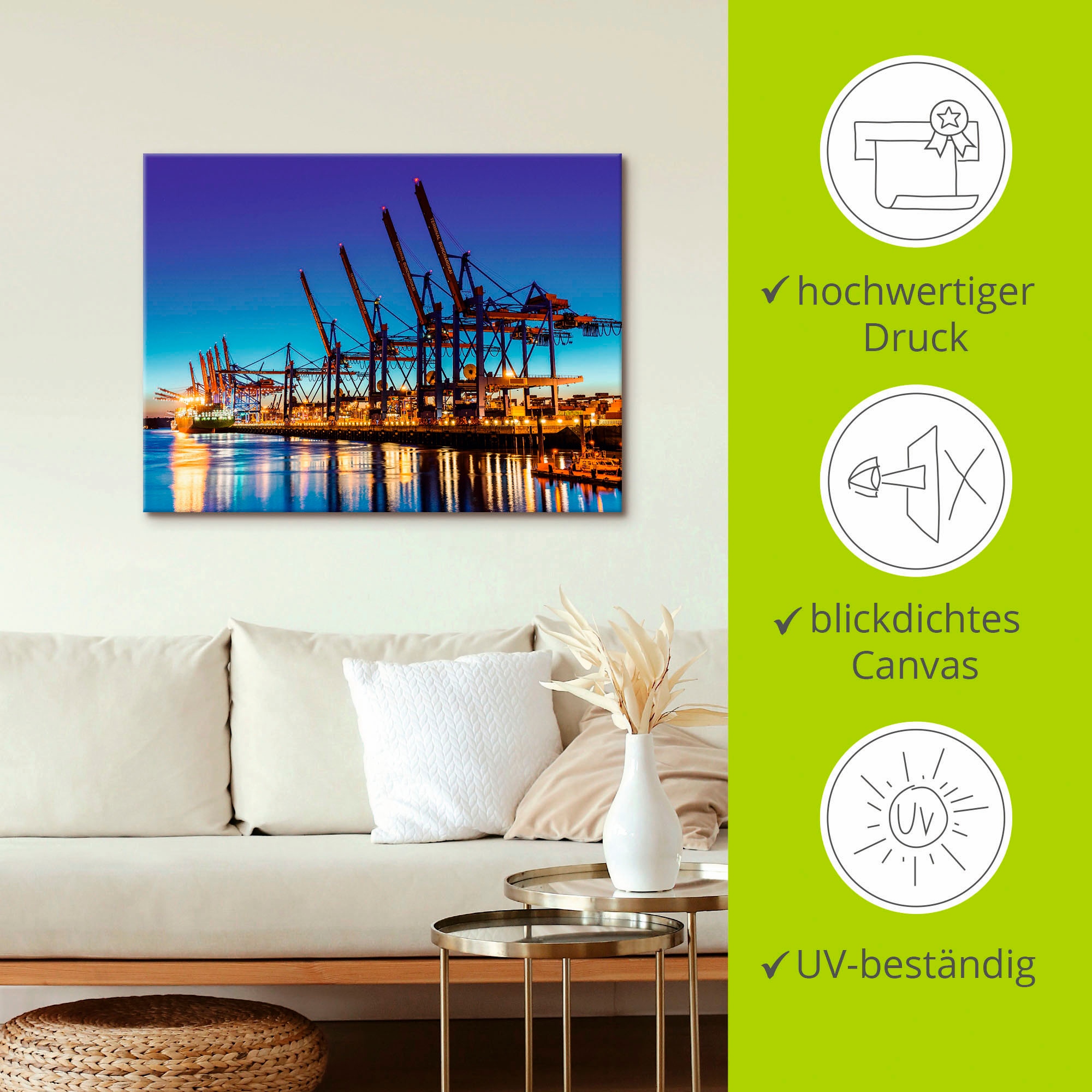 Artland Leinwandbild »Hamburg Containerhafen«, Deutschland, (1 St.), auf Keilrahmen gespannt