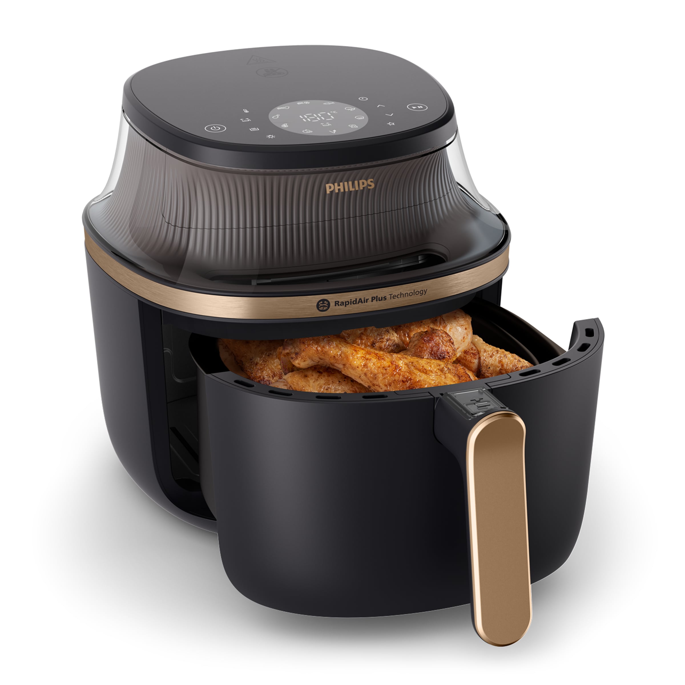 Philips Heißluftfritteuse »Airfryer 3000 NA342/00, mit 7.2L, Sichtfenster«, 2000 W, RapidAir Plus Technologie und 16 Kochfunktionen; Schwarz/Kupfer