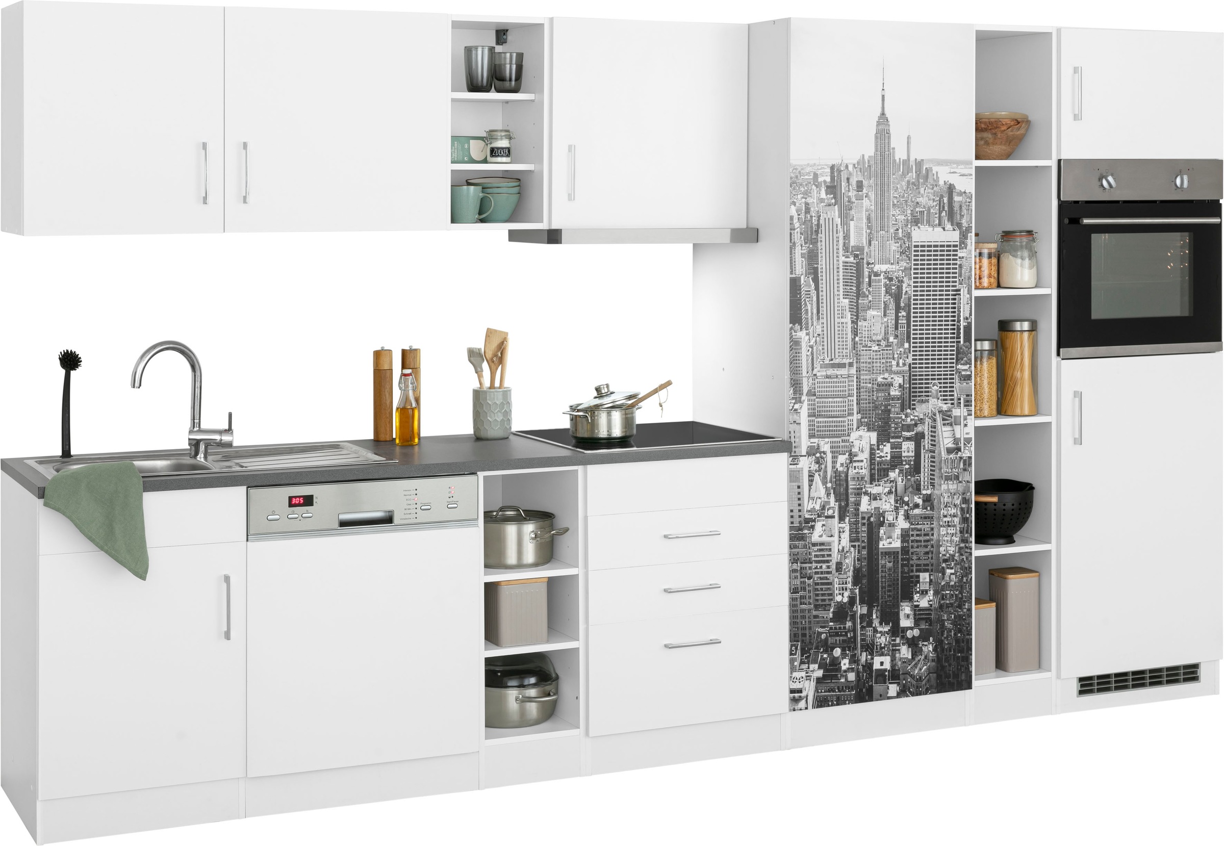 HELD MÖBEL Küchenzeile »Paris«, mit E-Geräten, Breite 350 cm, wahlweise mit  Induktionskochfeld bequem kaufen