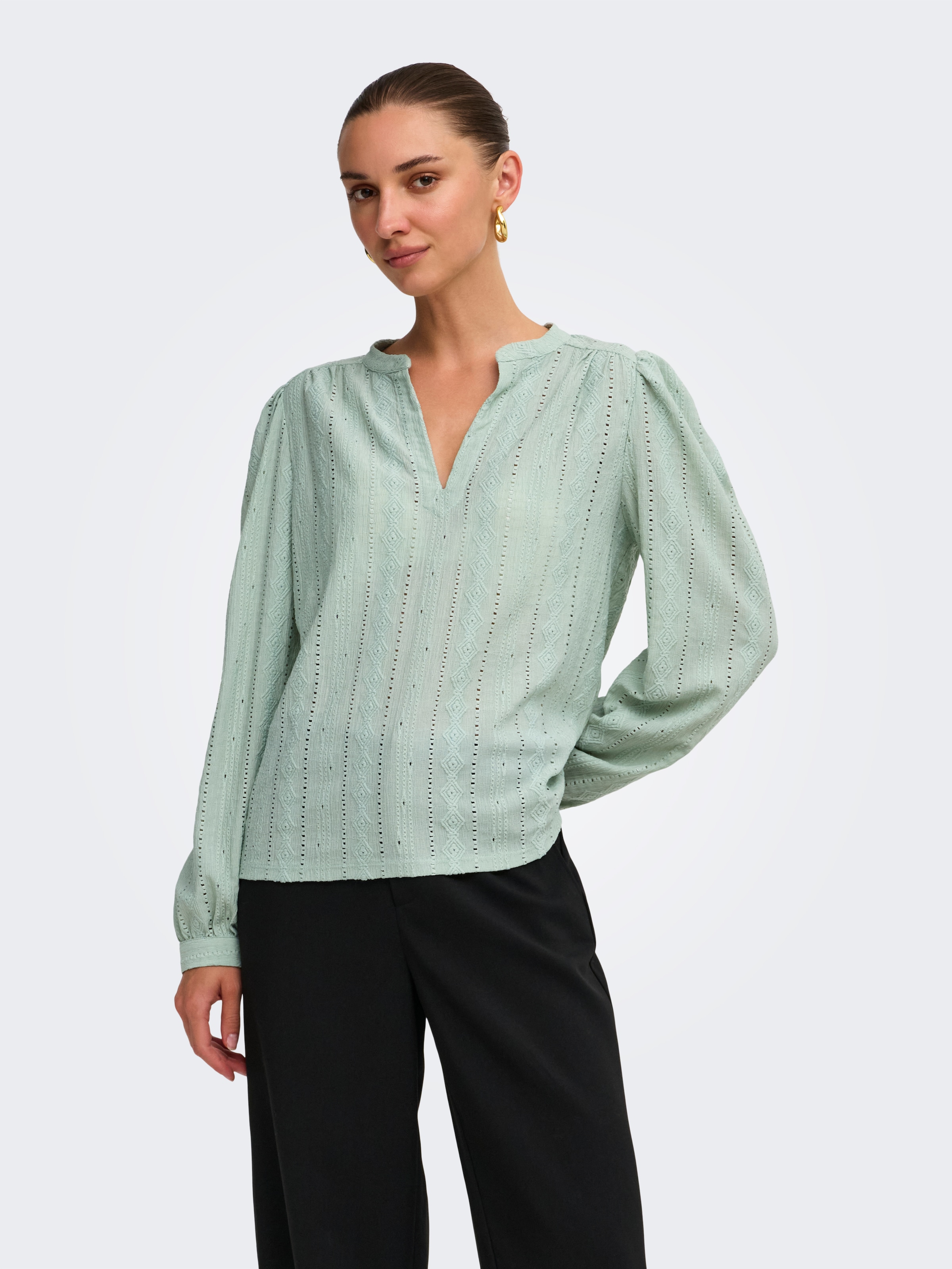 ONLY Blusenshirt »ONLMINNA L/S TOP JRS« Kunstfaser, regular fit