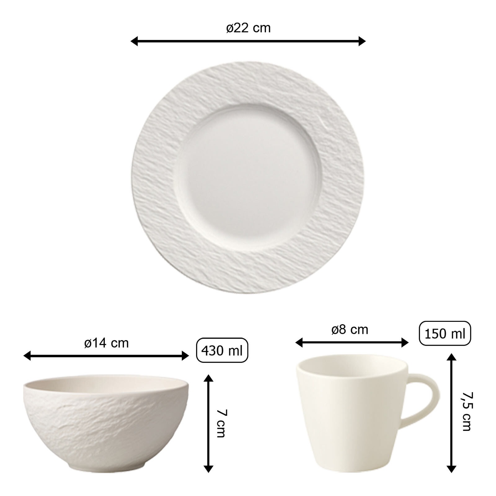 Villeroy & Boch Geschirr-Set »Frühstücks-Set Manufacture Rock 6er Set weiß«